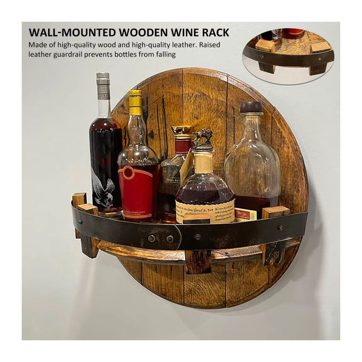Willstar Wandregal aus Holz in Braun im Vintage-Design für Weinflaschen und Whisky als Home Bar Zubehör - Bild 4