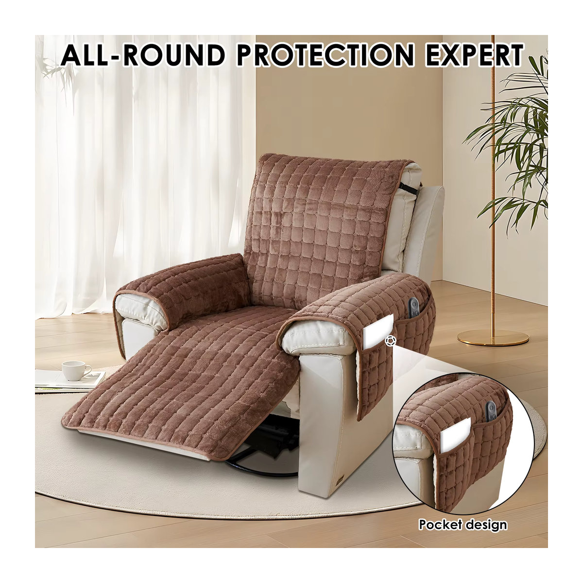 Willstar Wasserdichter Schonbezug für Liegesofas, Stühle und Sessel mit Taschen und elastischem Band in Weiß - Bild 3