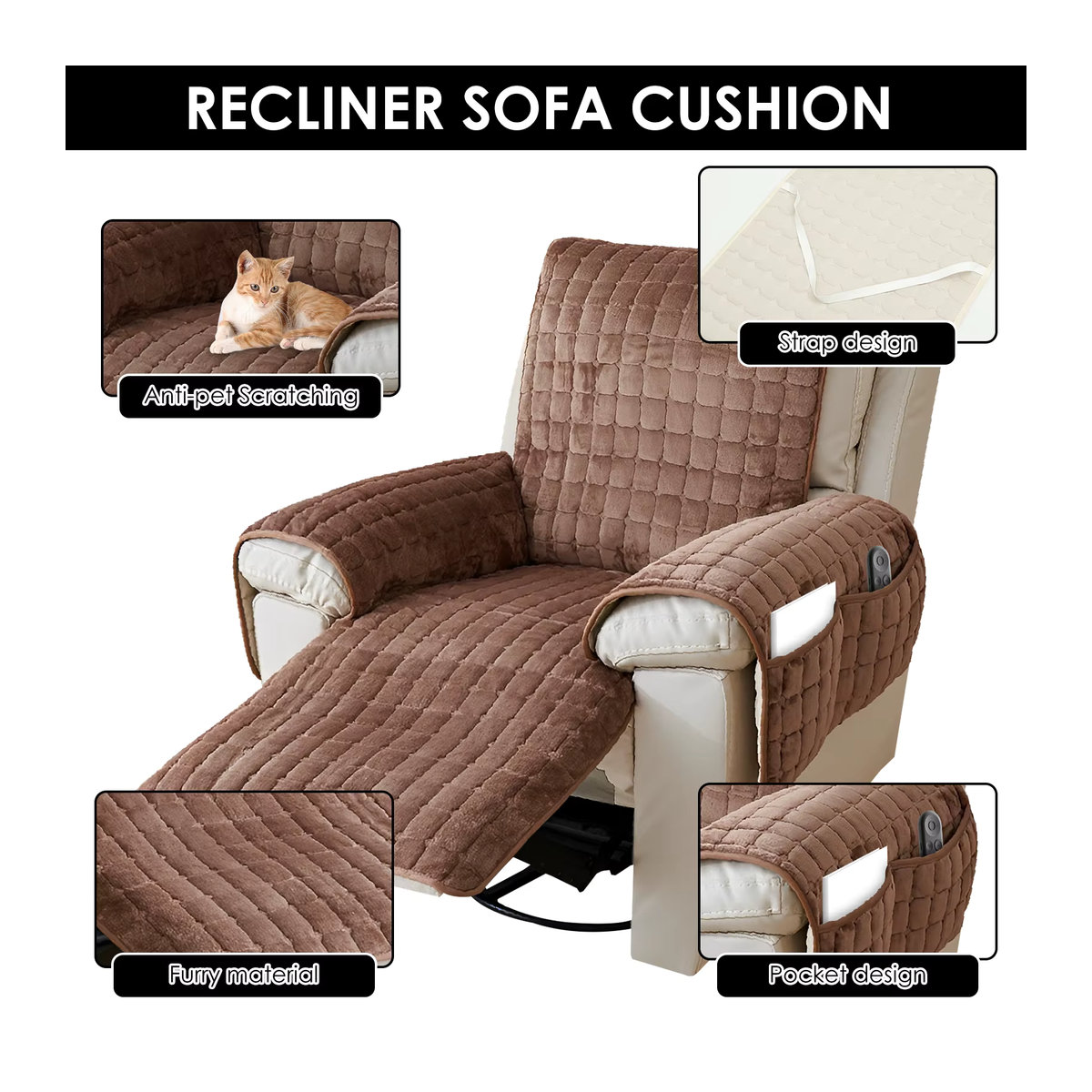 Willstar Wasserdichter Schonbezug für Liegesofas, Stühle und Sessel mit Taschen und elastischem Band in Weiß - Bild 4