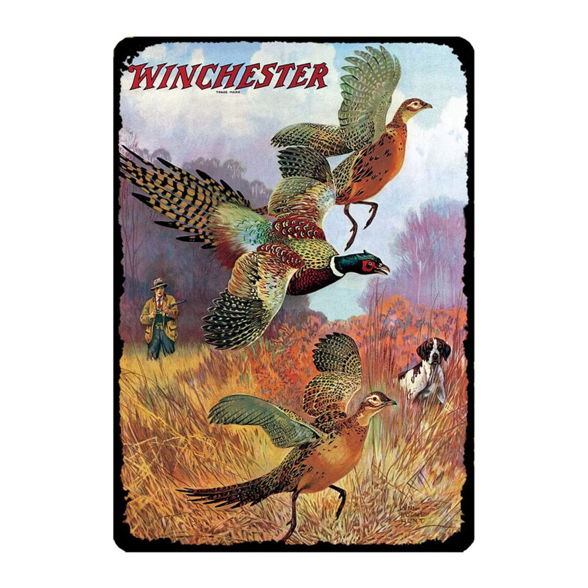 Winchester Vintage Fasan Metallblechschild mehrfarbig Wanddekoration B: 30 cm, H: 20 cm, T: 30 cm - Bild 1