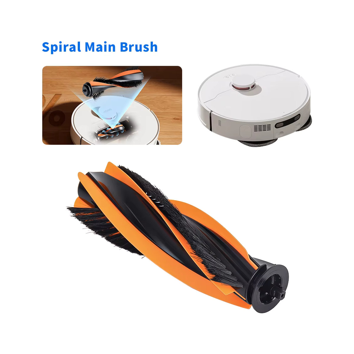 WINDNINJA Hauptbürste als Ersatzteil für die Kantenreinigung, kompatibel mit JONR P20 PRO T5 Pro und Midea V12 Pro Kehrroboter-Staubsauger, Schwarz/Weiß - Bild 3