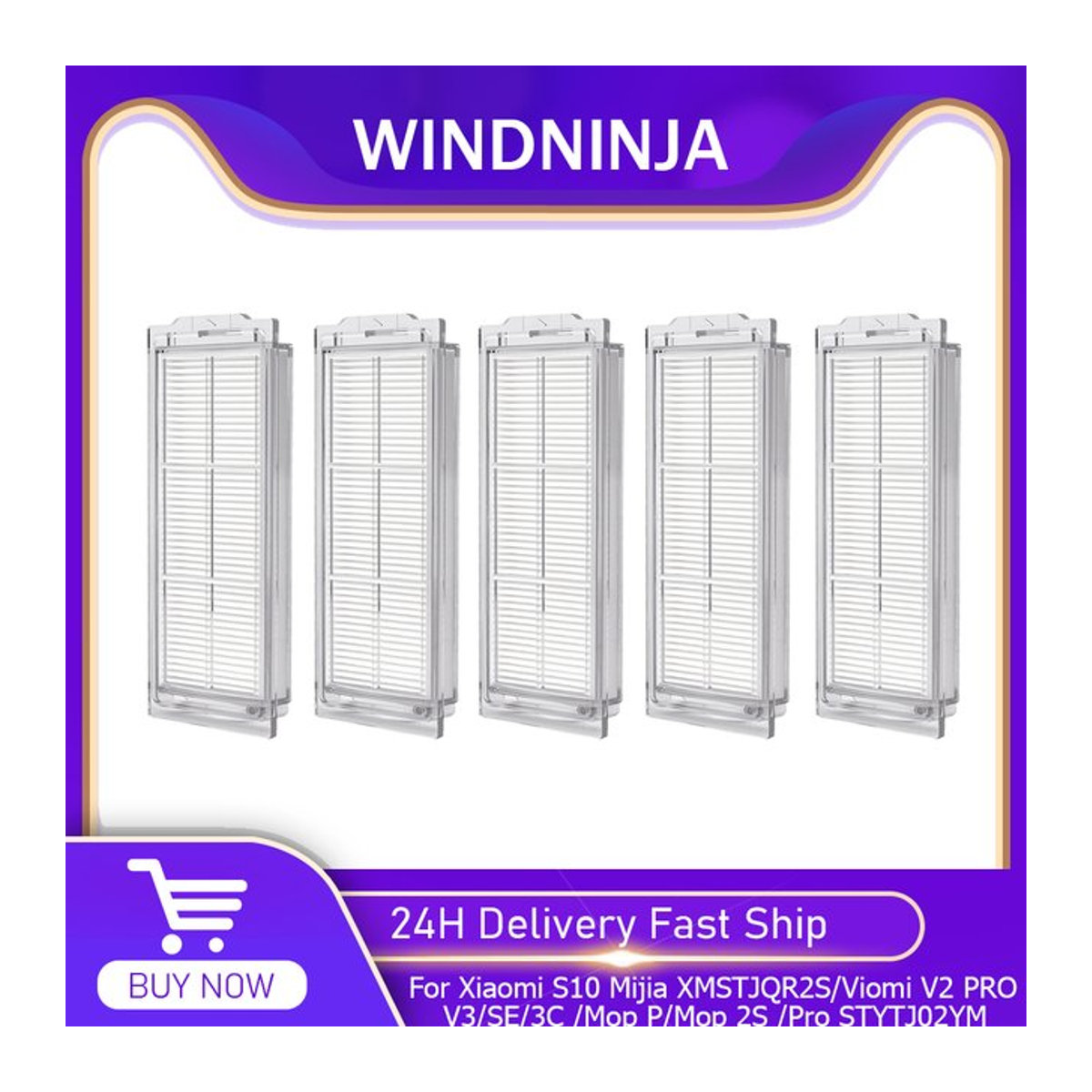 WINDNINJA HEPA-Filter in Weiß für Xiaomi S10 S40 Pro Mijia XMSTJQR2S/3C/Mop P/Mop 2S/Pro STYTJ02YM und Viomi V2 PRO/V3/SE Roboterstaubsauger Zubehör - Bild 1