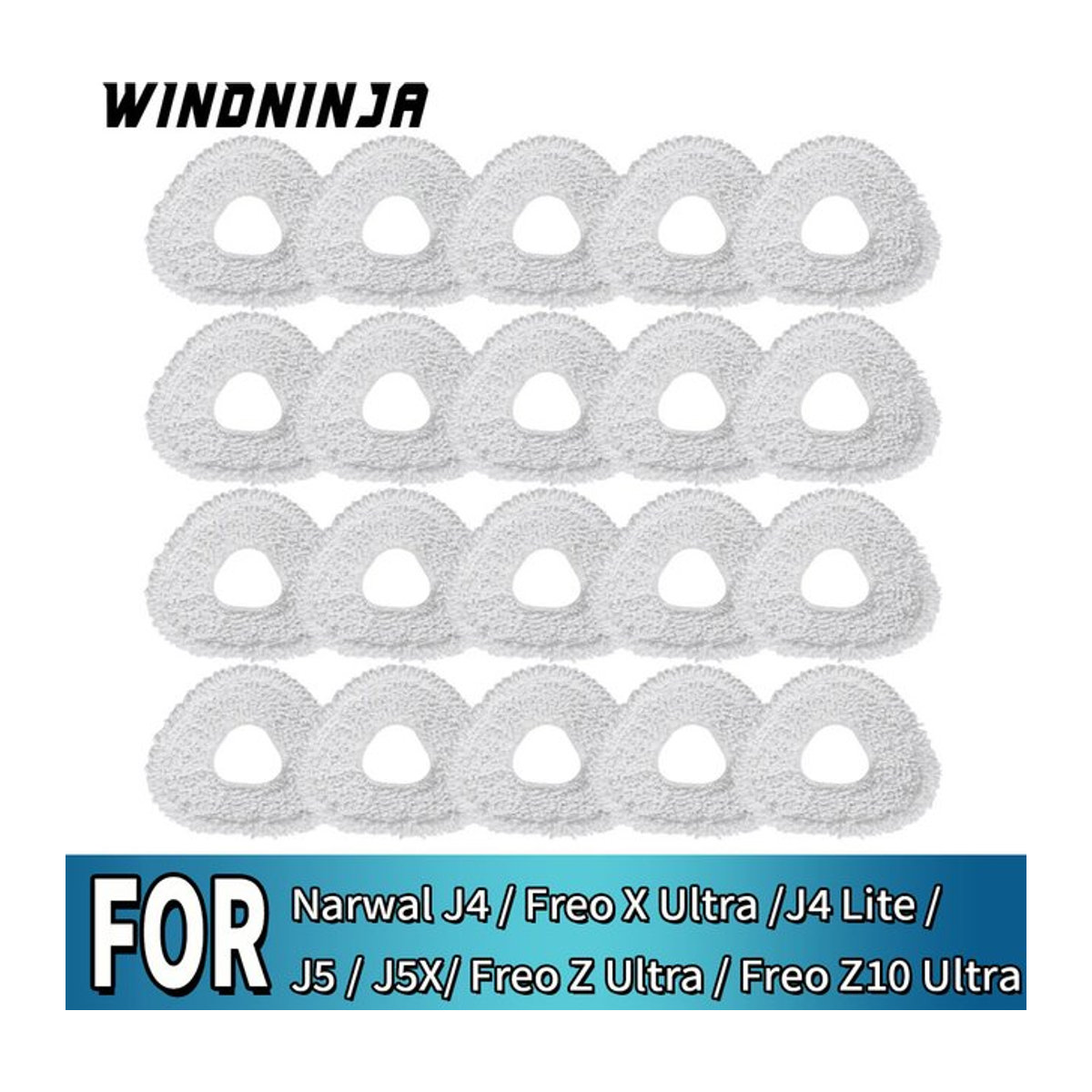 WINDNINJA Mikrofaser Mopp-Tuch Ersatzteil in Weiß für Narwal Freo X Ultra, Freo Z Ultra, Freo Z10 Ultra, J3, J4, J5, J4 Lite und J5X Staubsaugerroboter - Bild 1