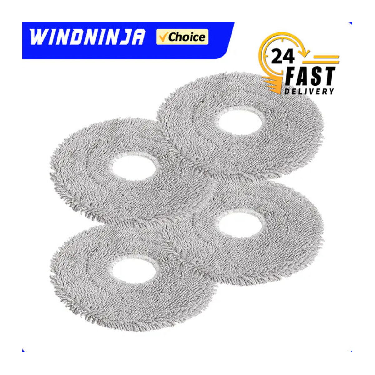 WINDNINJA Mikrofaser Mopptuch in Weiß für Xiaomi S20 Plus, S10 Plus, X10 Plus, X20 Plus, M30 Pro und M30S Roboterstaubsauger Ersatzteil-Kit - Bild 1