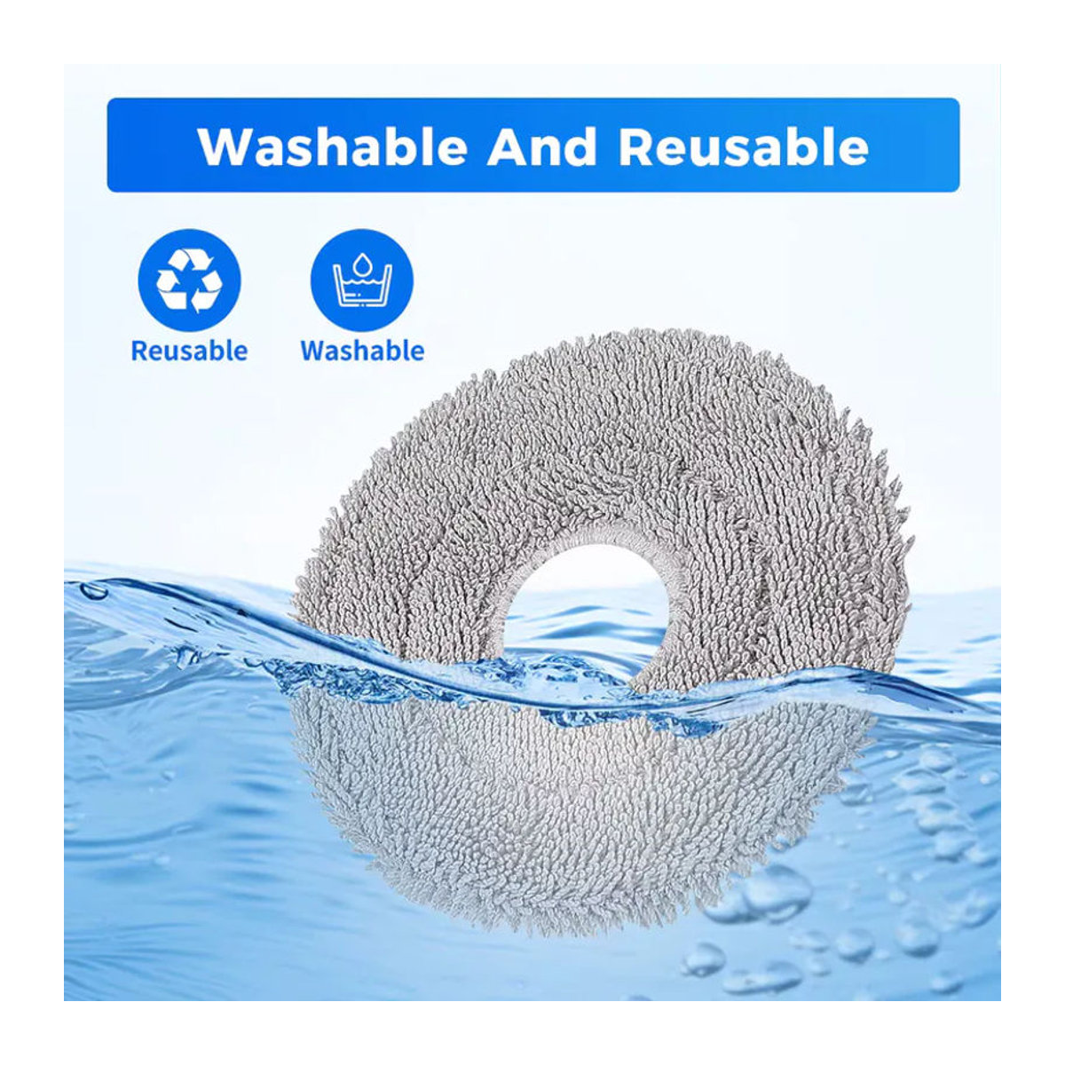 WINDNINJA Mikrofaser Mopptuch in Weiß für Xiaomi S20 Plus, S10 Plus, X10 Plus, X20 Plus, M30 Pro und M30S Roboterstaubsauger Ersatzteil-Kit - Bild 2