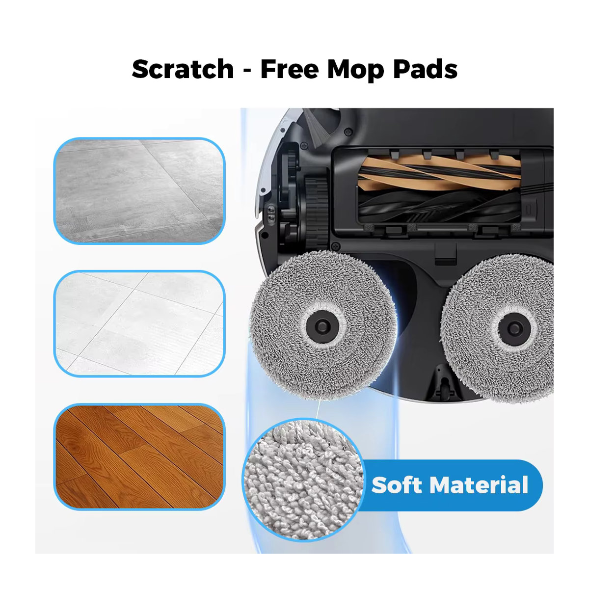 WINDNINJA Mikrofaser Mopptücher in Grau für Xiaomi Saugroboter X10 Plus S10 Plus X20 X20 Plus 5C 5 5Pro Omni 1S Omni 2 M30 Pro M30S OV31GL OV42CN OV21GL - Bild 3