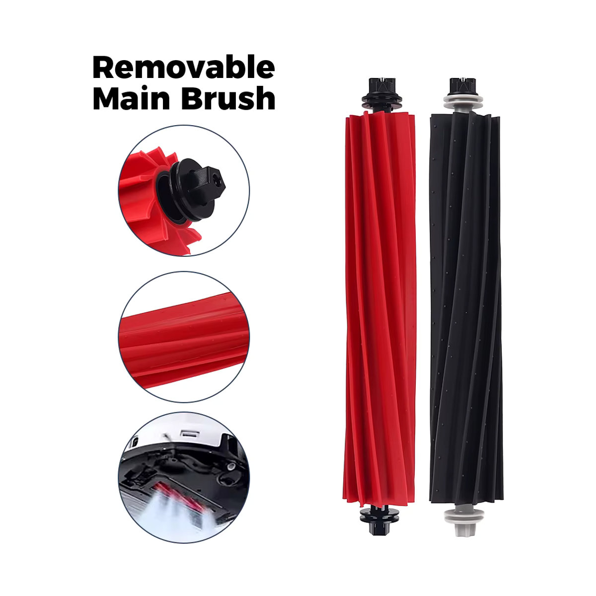 WINDNINJA Rollenbürste in Rot für Roborock G20, S8, S8 Pro Ultra, S8+, Q5 Pro, Q5 Pro+ und Q8 Max, Q8 Max Plus Roboter-Staubsauger-Aufsatz Hauptbürste - Bild 4