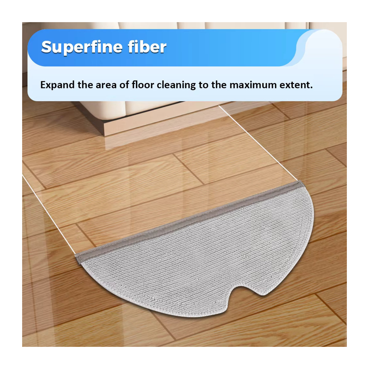 WINDNINJA Vollflächiger Mikrofaser Wischmopp in Grau für Roborock S50 S51 S55 S5 S5 Max S6 S60 S65 S6 Max T8 Q7 Plus Q7 MAX Plus Q8 Max Q5 Pro Staubsauger - Bild 3