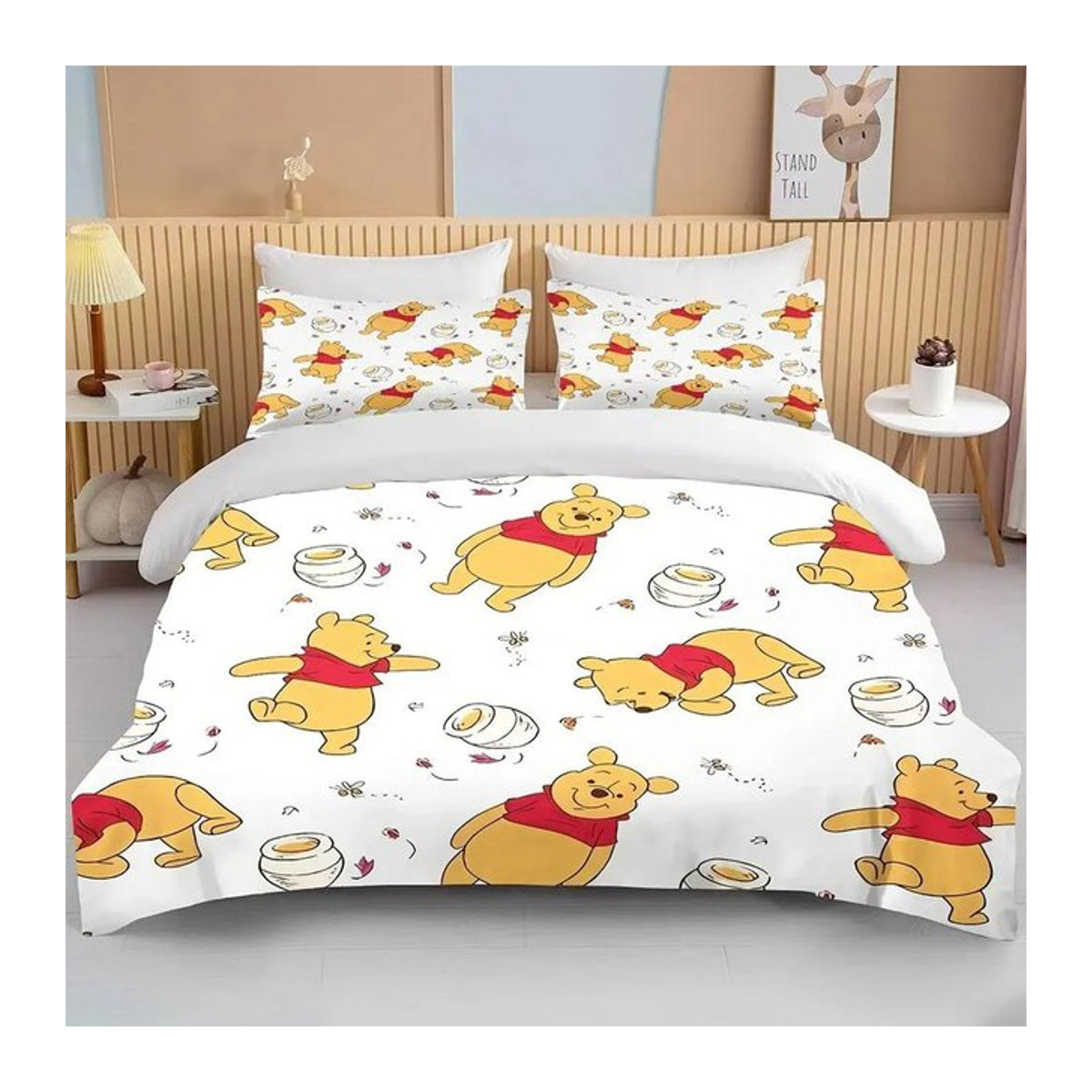 Winnie Puuh Bär Bettwäsche-Set mit Reißverschluss, 2- bis 3-teiliges Set für Kinder und Erwachsene, US Queen Größe, B/H: 228 x 228 cm - Bild 1