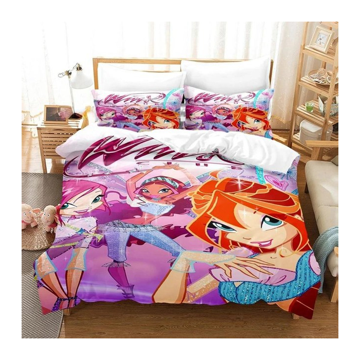 Winx Bettwäsche-Set mit 3D-Anime-Print für Mädchen und Erwachsene, mehrfarbig, B/B: 228 x 228 cm - Bild 1