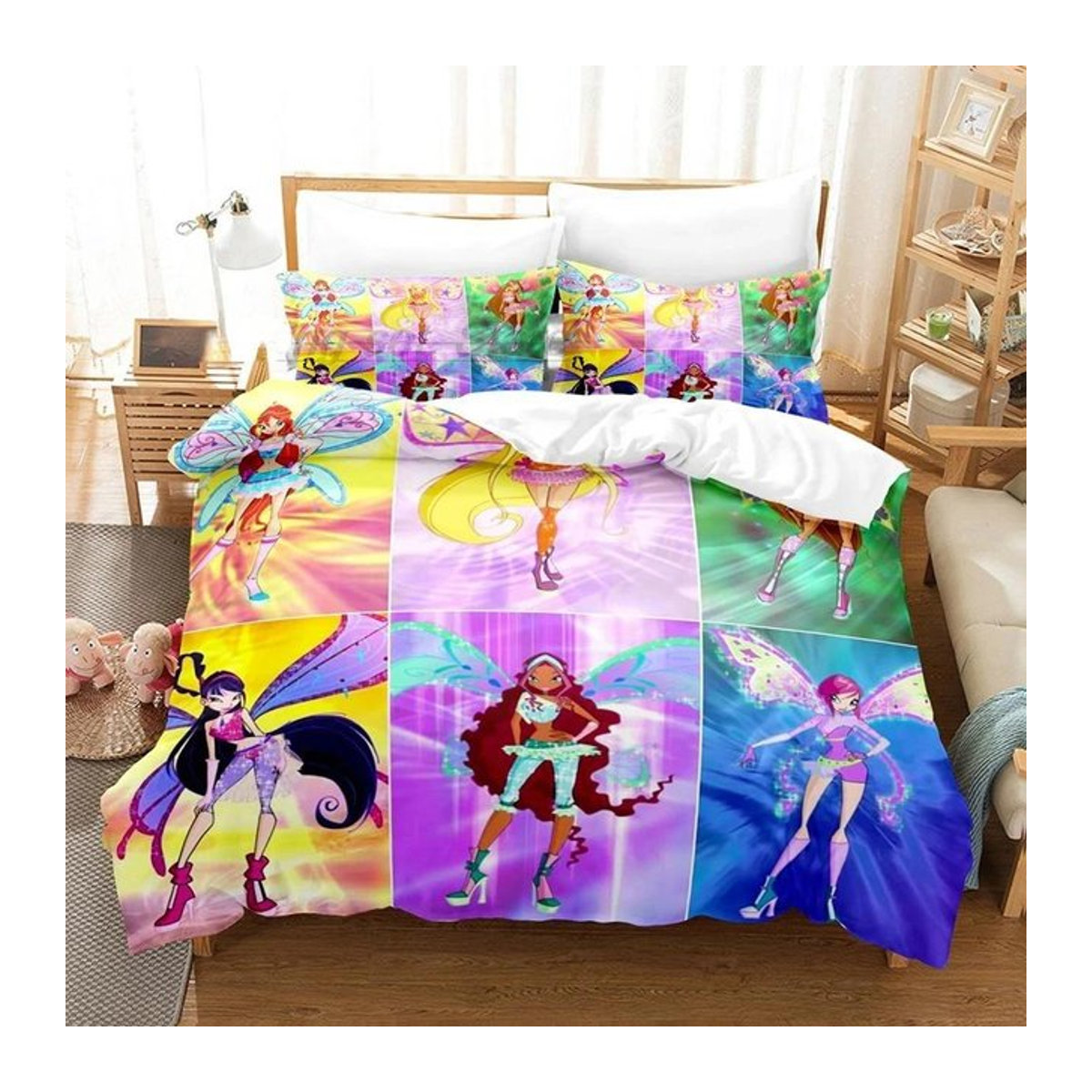 Winx Bettwäsche-Set mit 3D-Anime-Print für Mädchen und Erwachsene, mehrfarbig, B/H: 135 x 200 cm - Bild 1