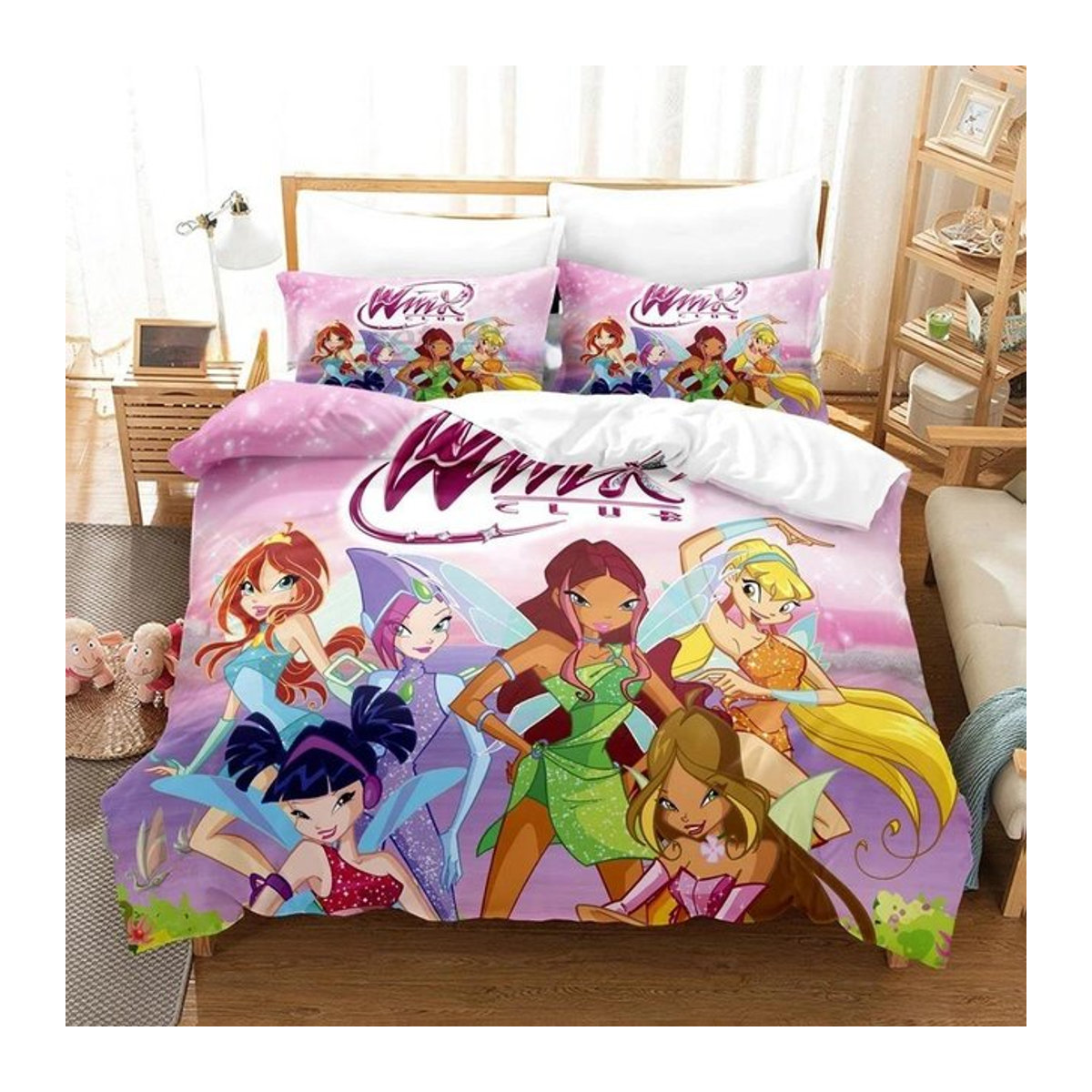 Winx Bettwäsche-Set mit 3D-Anime-Print für Mädchen und Erwachsene, mehrfarbig, B/H: 135 x 200 cm - Bild 1