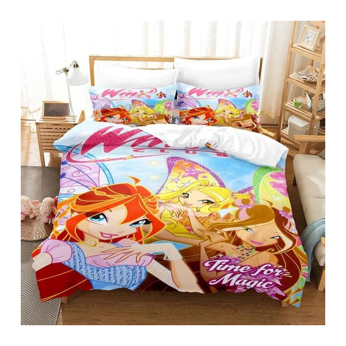 Winx Bettwäsche-Set mit 3D-Anime-Print für Mädchen und Erwachsene, mehrfarbig, B/H: 173 x 218 cm - Bild 1