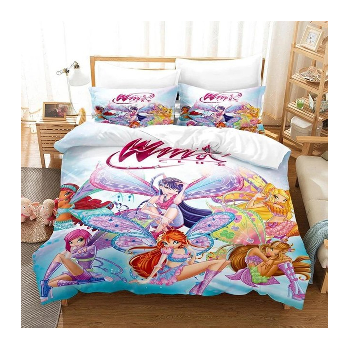 Winx Bettwäsche-Set mit 3D-Anime-Print für Mädchen und Erwachsene, mehrfarbig, B/H: 173 x 218 cm - Bild 1