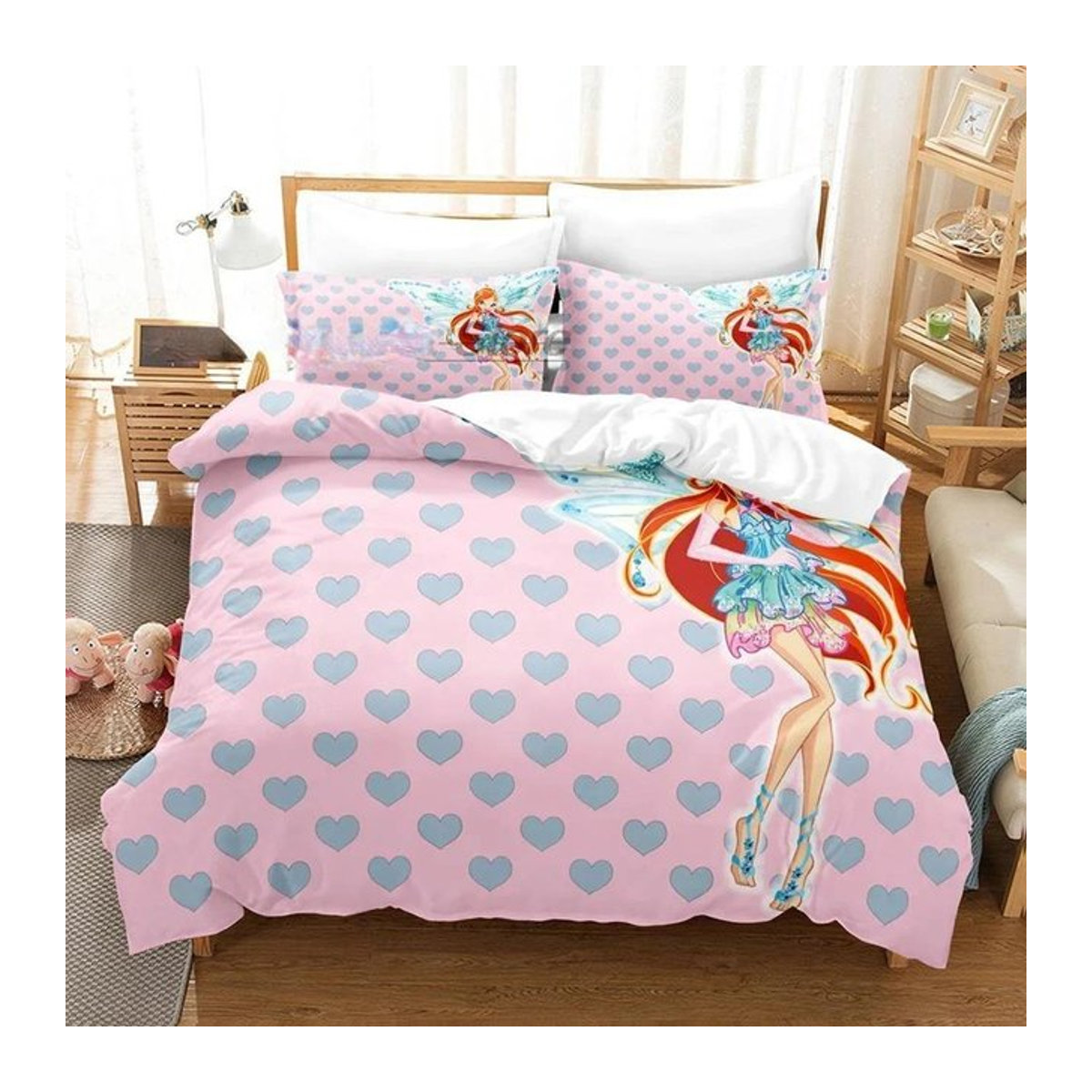 Winx Bettwäsche-Set mit 3D-Anime-Print in Rosa für Erwachsene und Mädchen, B/H: 180 x 210 cm - Bild 1