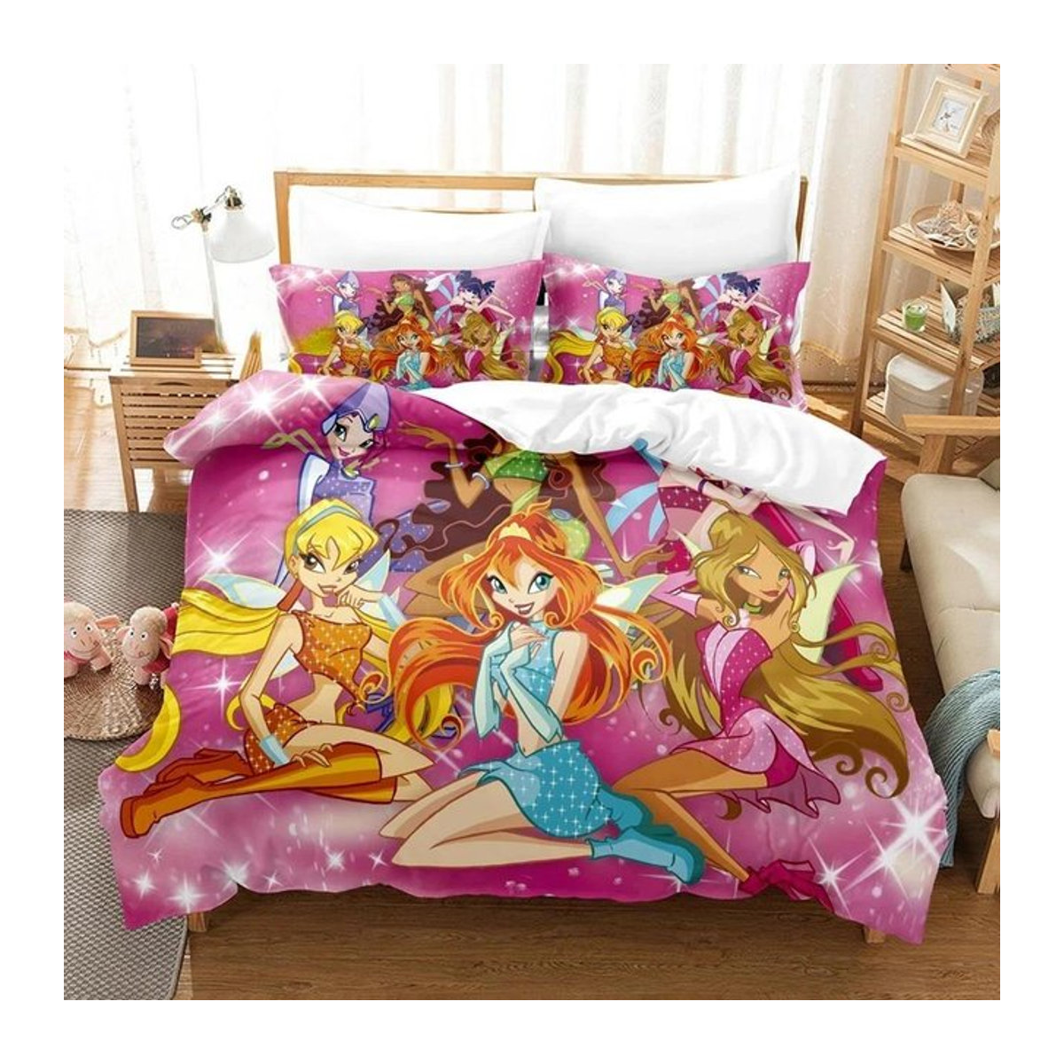 Winx Bettwäsche-Set mit 3D-Anime-Print in Rosa für Erwachsene und Mädchen, B/H: 240 x 210 cm - Bild 1