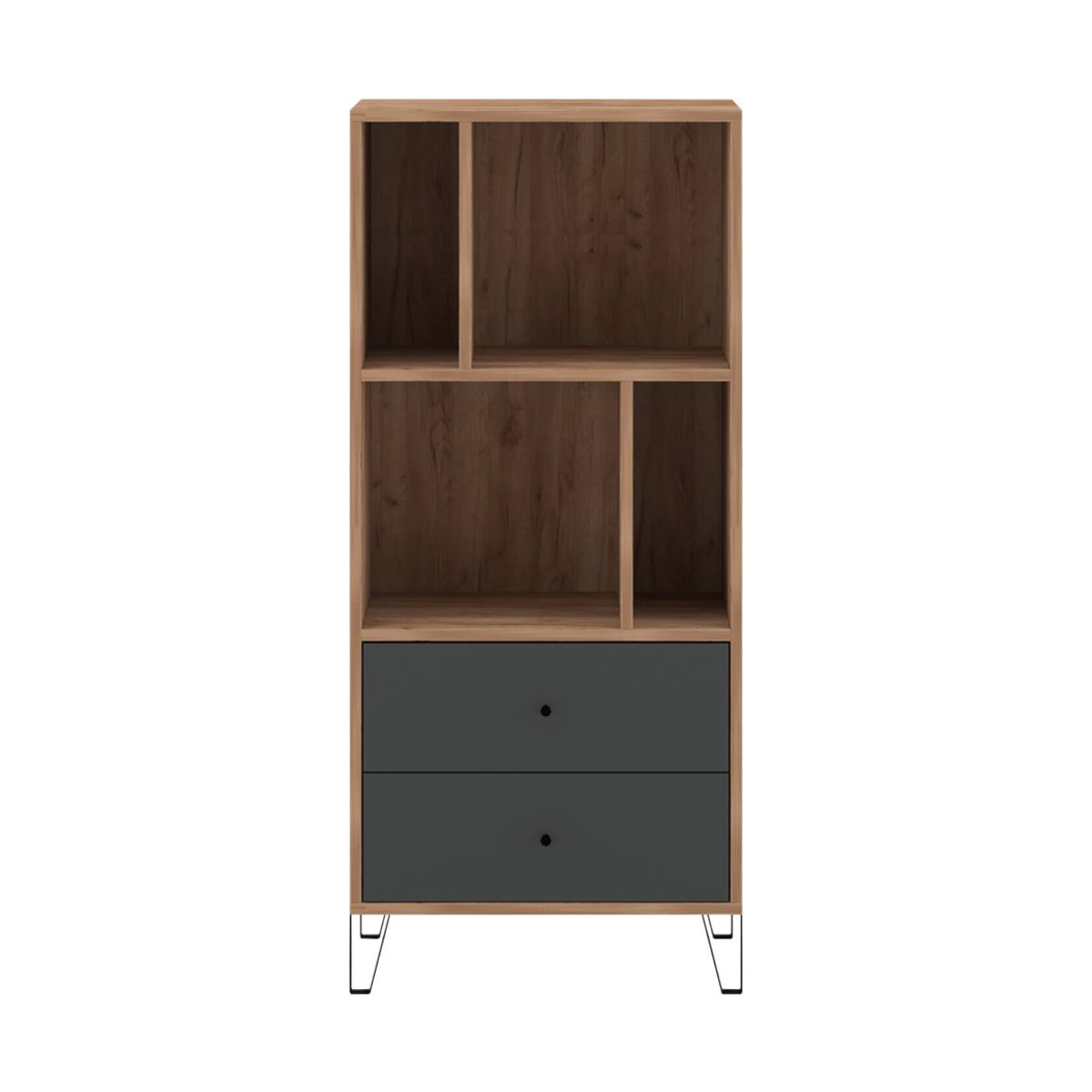 WIPMEB Bücherregal BILBAO im Industrial Design aus Eiche Tabak Nachbildung und Metall, Anthrazit/Braun, B/H/T: 63,4 x 135,2 x 40 cm - Bild 2