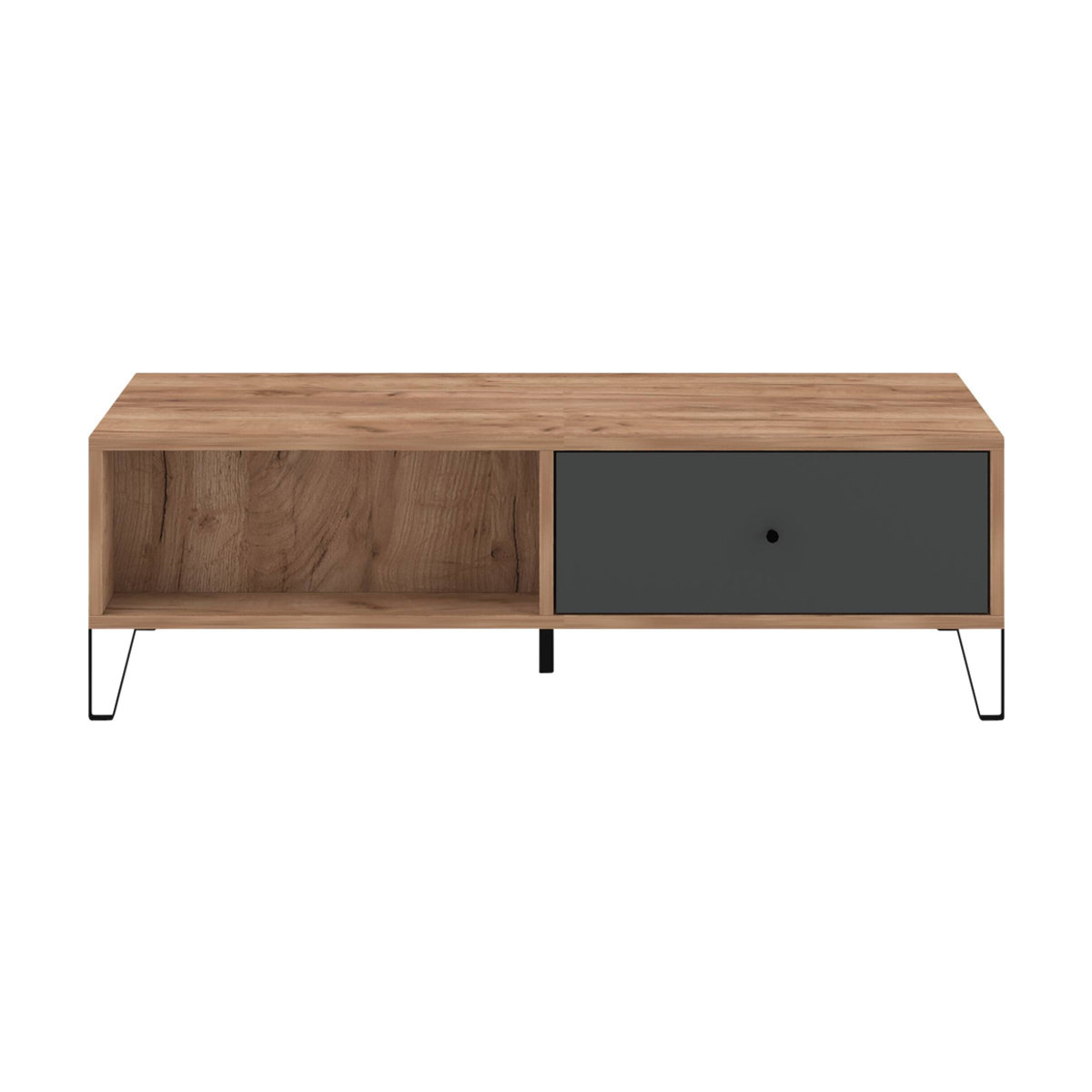 WIPMEB Couchtisch BILBAO im Industrial Design aus Massivholz und Metall, Farbe Eiche Tabak Anthrazit, B/H/T: 120 x 37 x 60 cm - Bild 3