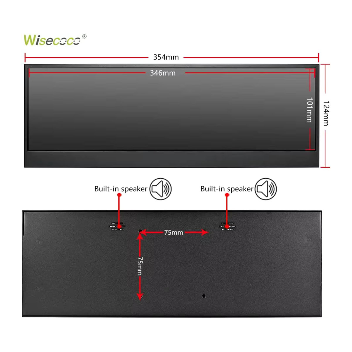 Wisecoco 14 Zoll 4K Ultrawide IPS LCD-Monitor Aida64 Schwarz - Bild 4