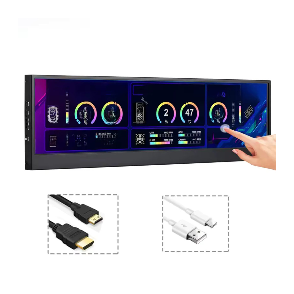 Wisecoco 14 Zoll 4K Ultrawide IPS LCD-Monitor Aida64 Schwarz - Bild 7