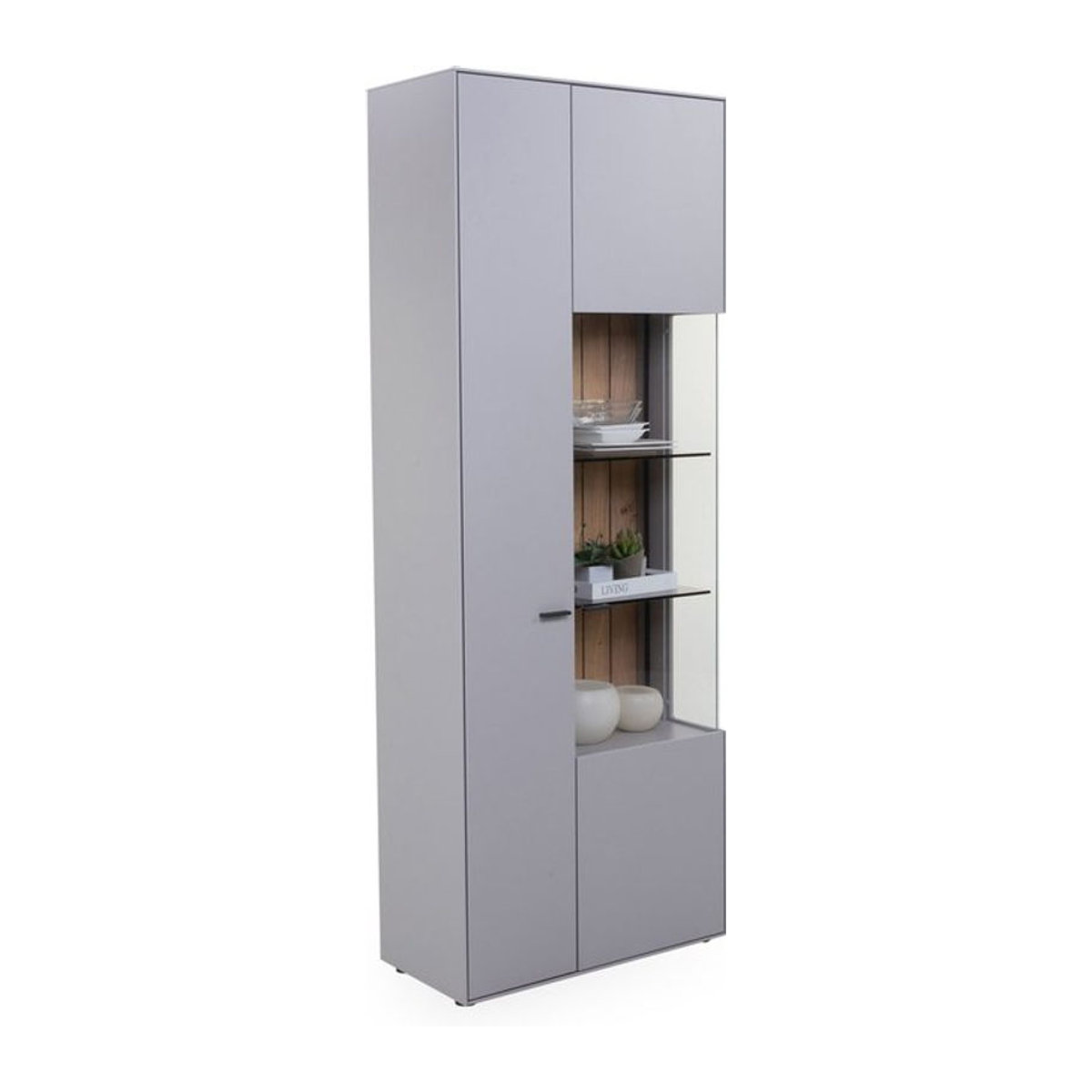 Witlake Schrank SEVERO Modern mit Drehtüren in Eiche und Glas in Grau und Braun - Bild 1