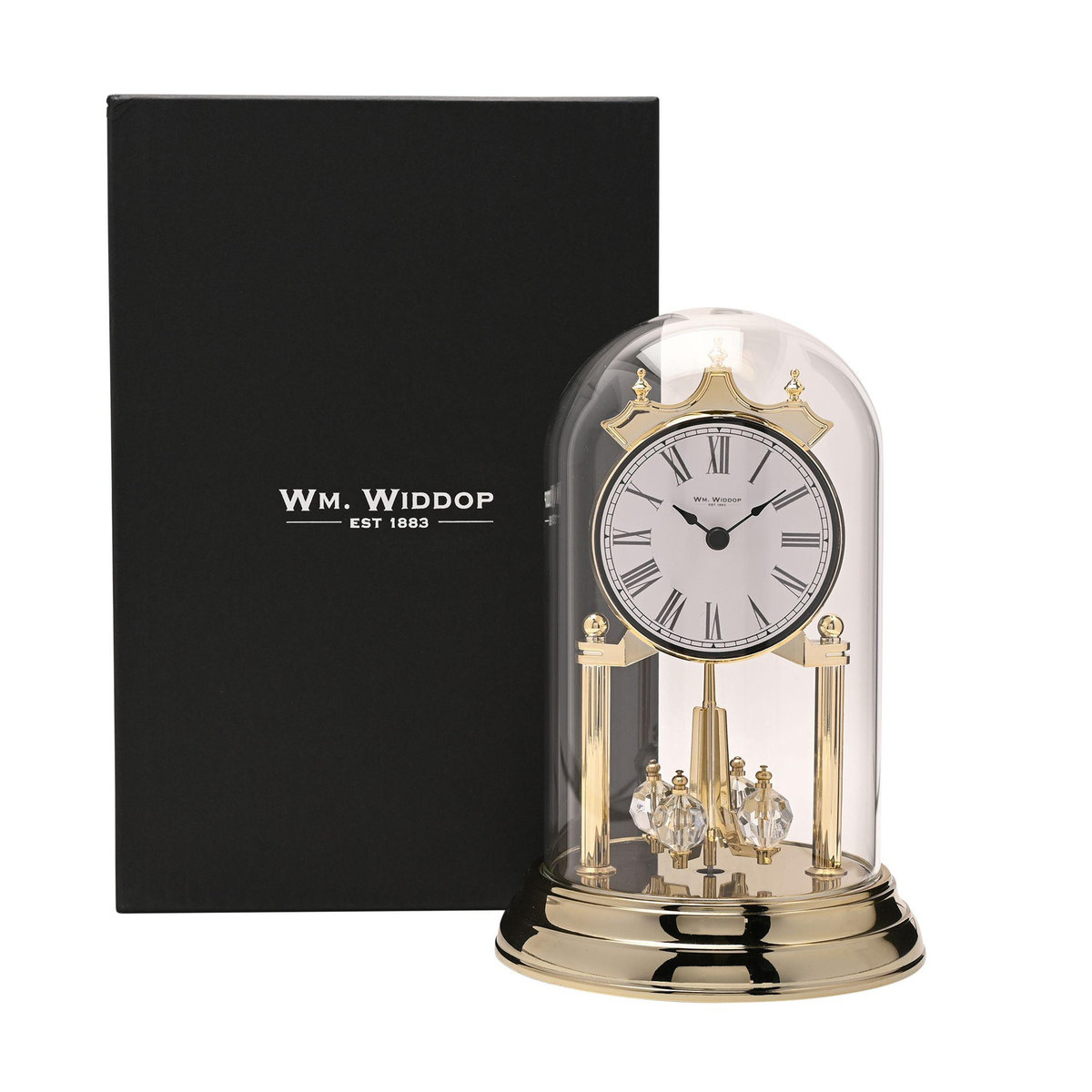 Wm.Widdop Analoge Jahrestagsuhr mit rotierendem Pendel in Gold - Bild 2