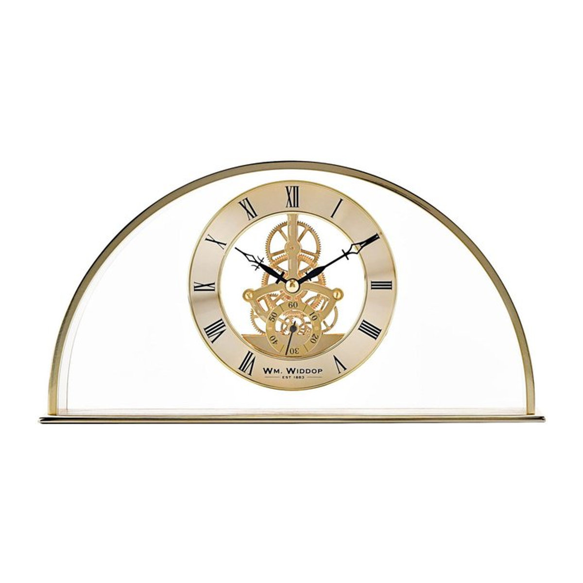 Wm.Widdop Kaminuhr Goldbogen mit Skelettzifferblatt und römischen Ziffern, Farbe: Gold, B/T/H: 27,0 x 14,0 x 6,5 cm - Bild 1