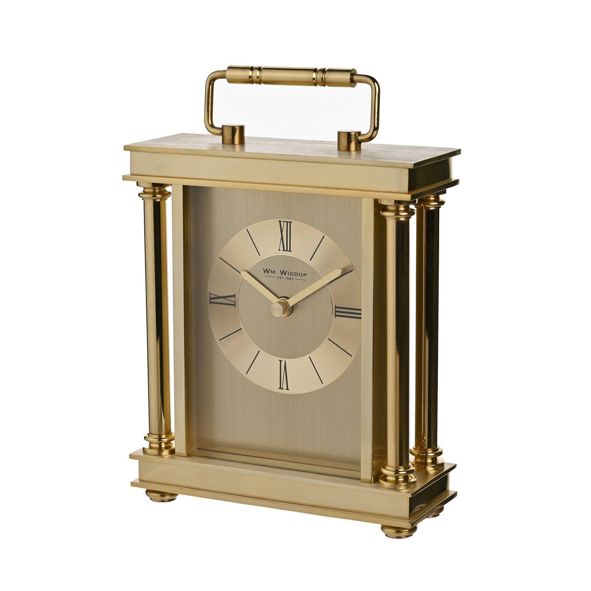 Wm. Widdop Kaminuhr mit Säulen und Quarzwerk in Gold, B/T/H: 18,0 x 13,5 x 5,5 cm - Bild 2