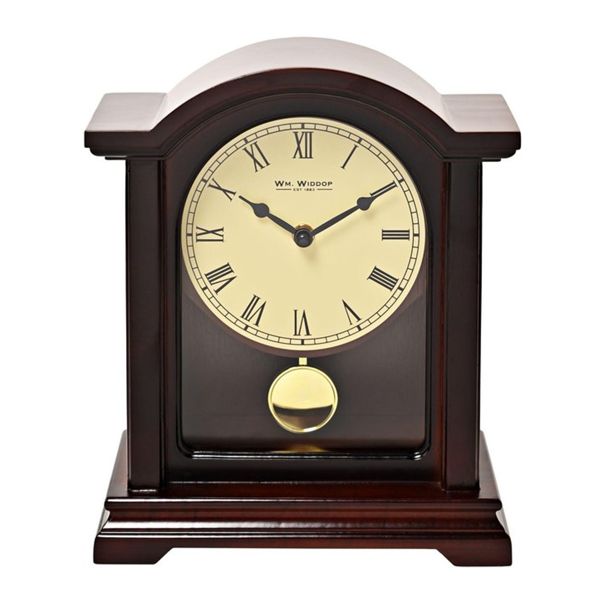Wm. Widdop Pendeluhr Gebrochener Bogen in Dunkler Walnuss, Braun, B/T/H: 26,0 x 21,5 x 9,0 cm - Bild 1