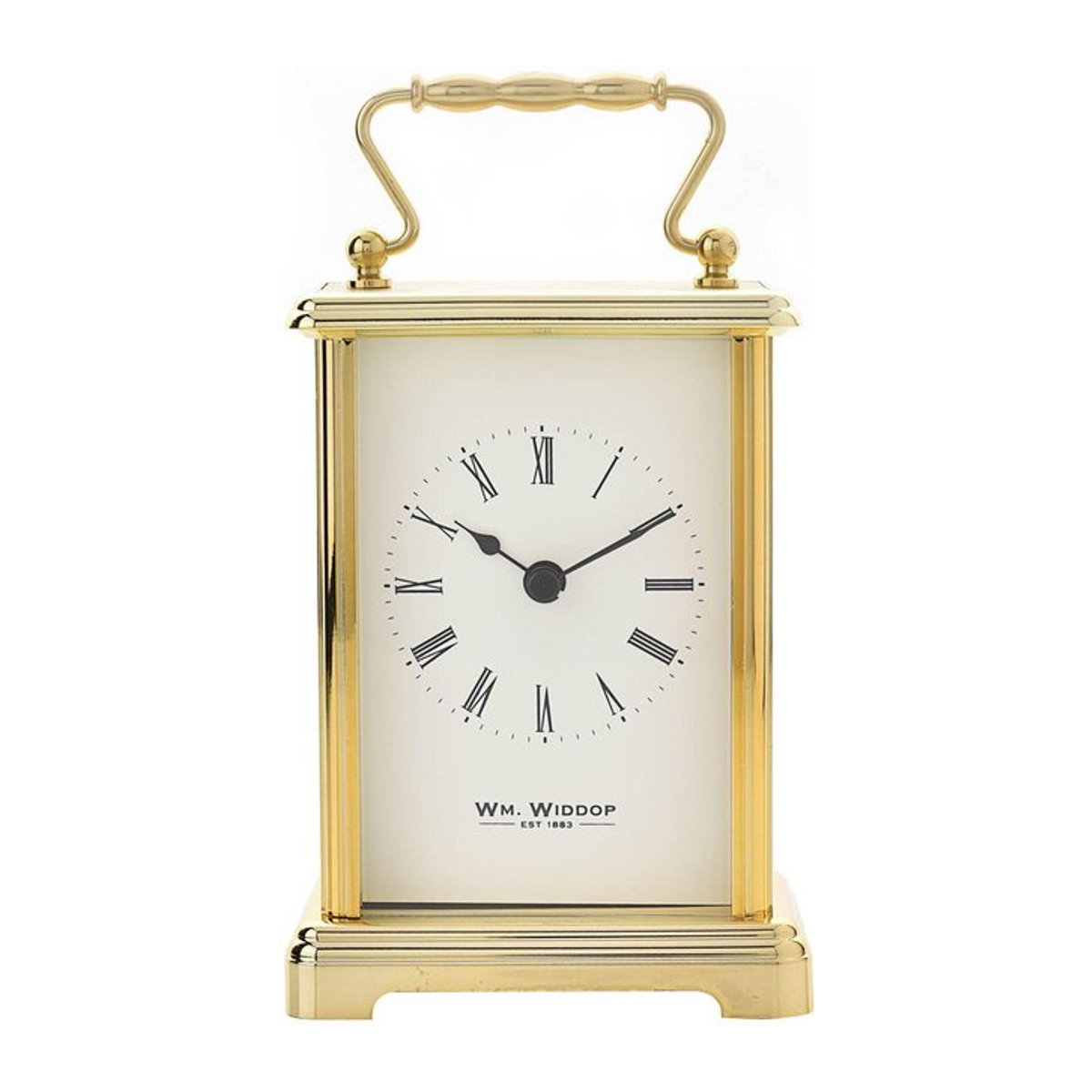 Wm.Widdop Tischuhr in Gold mit weißem Zifferblatt aus Aluminium, B/T/H: 16,0 x 9,0 x 6,0 cm - Bild 1