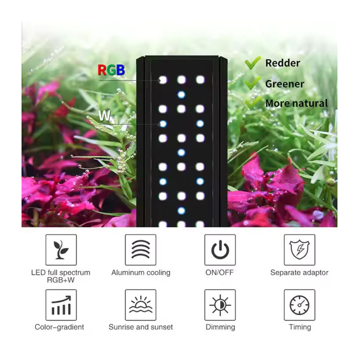 Woche Aqua V-D Serie RGB LED Aquarium Pflanzenlicht mit Knopfsteuerung für Süßwasser Aquarien - Bild 2