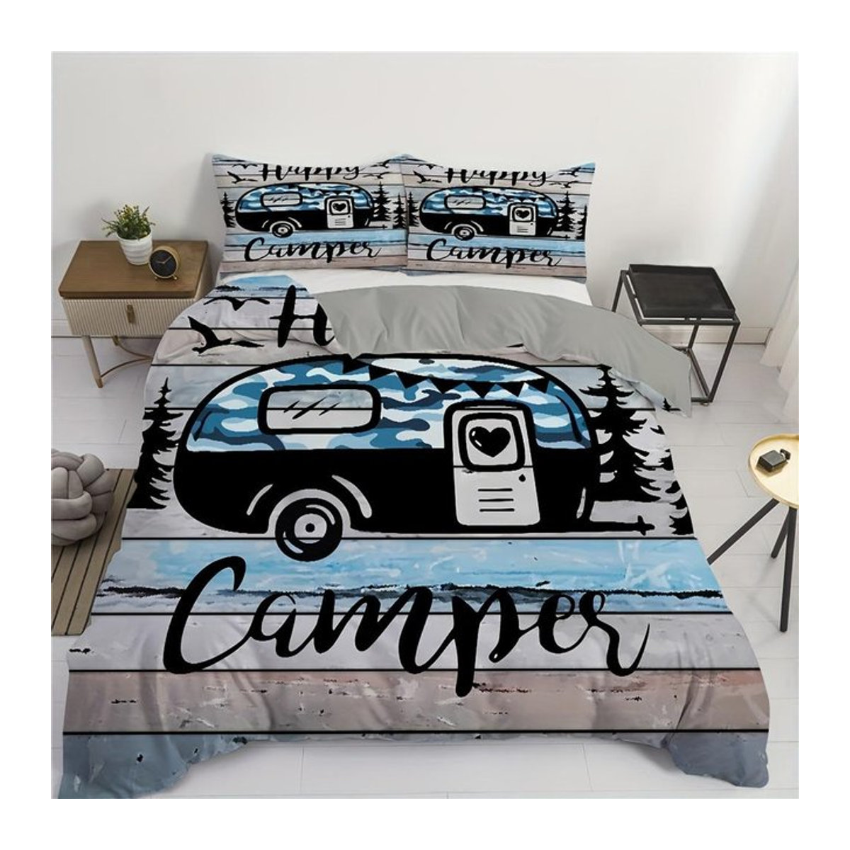 Wohnmobil Bettwäsche Set mit 3D Meer-Print, 3-teilig, Multicolor, B/H: 135 x 200 cm - Bild 1