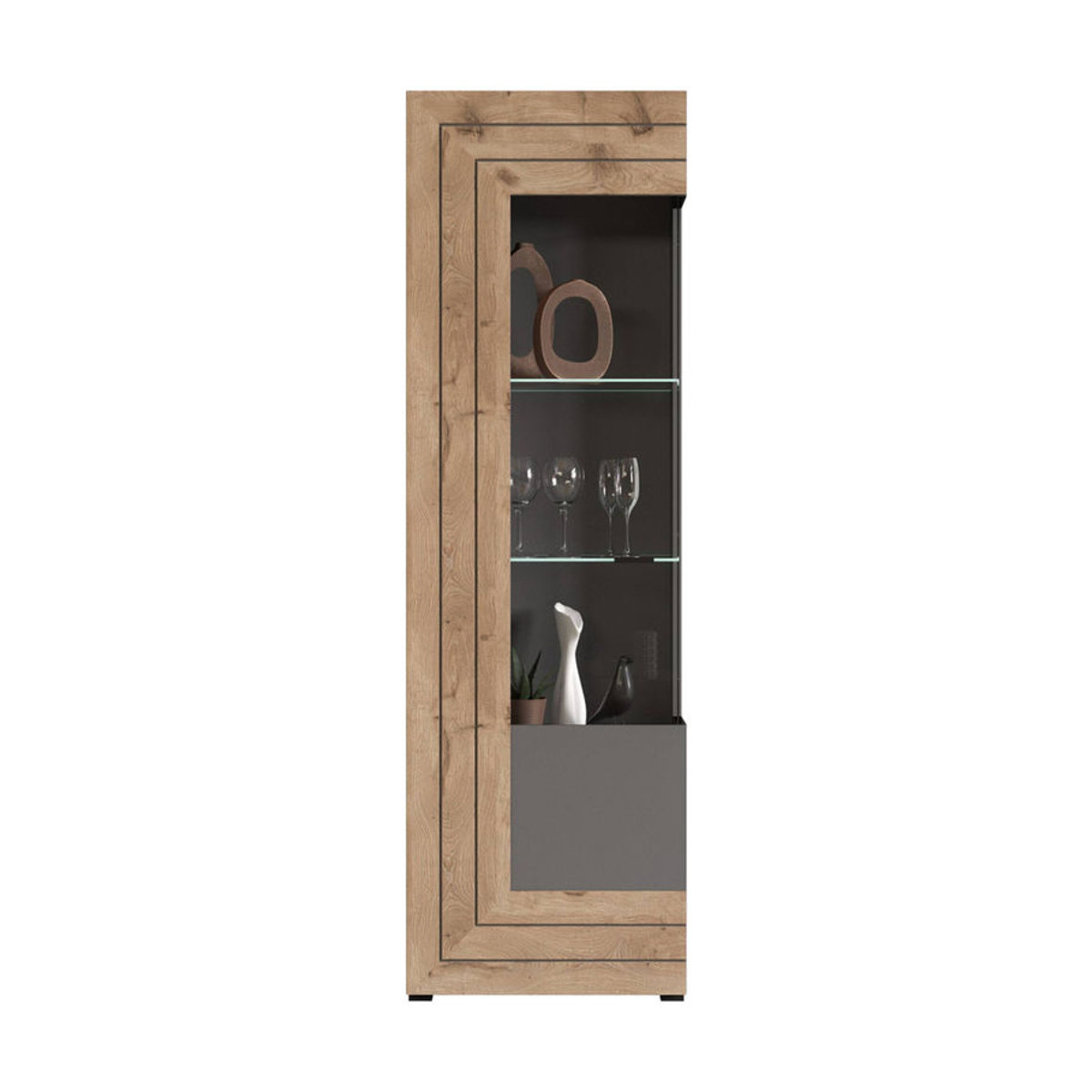 Wohnwand Freno von xonox.home in Grau und Eiche Natur, modernes Design aus Holzwerkstoff, B/H/T: 350 x 195 x 40 cm - Bild 1