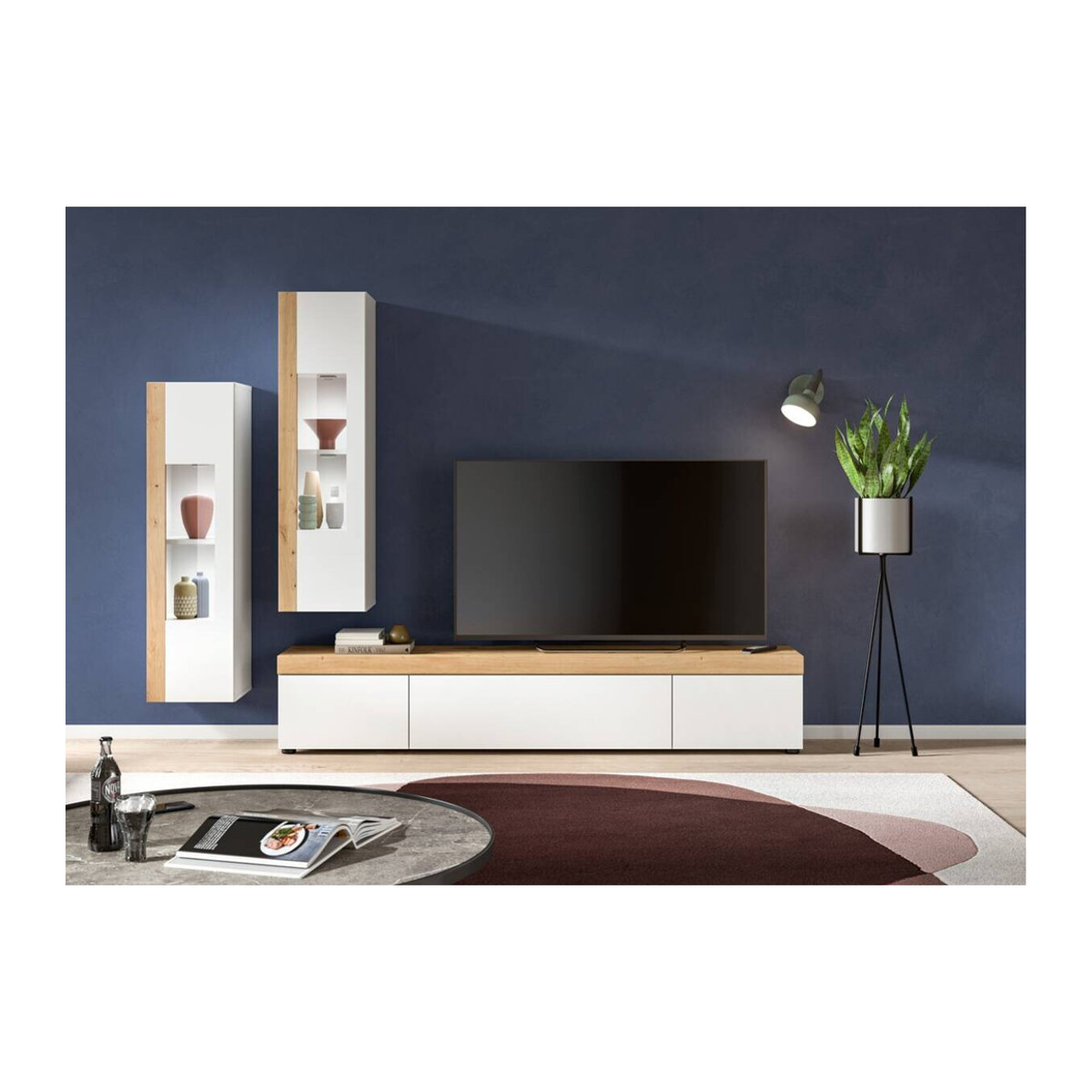 Wohnwand Lowboard RUDA Artisan Oak von xonox.home in Weiß/Schwarz, Modern und Skandinavisch, B/H/T: 270 x 34 x 33 cm - Bild 3