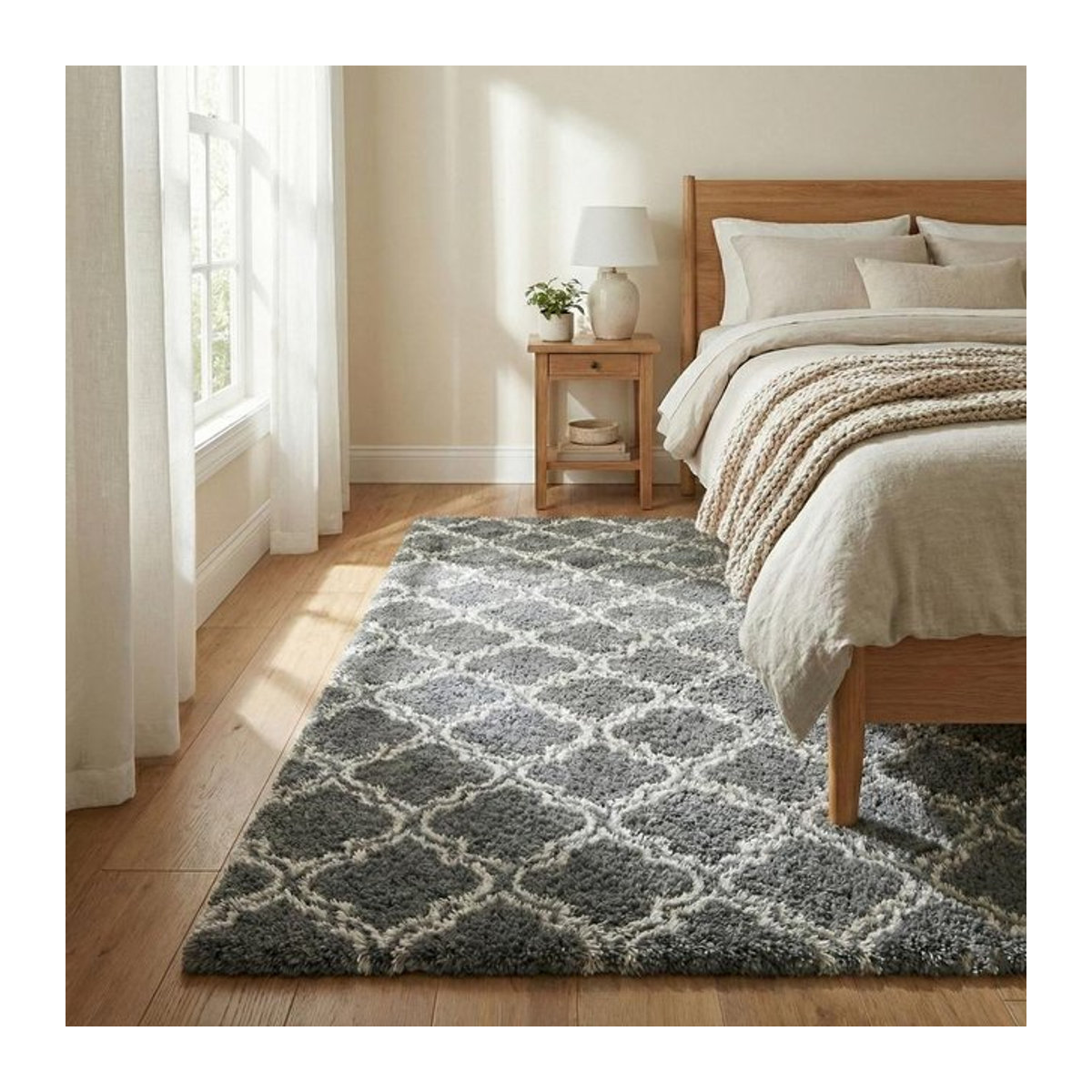 Wohnzimmerteppich Shaggy DECOR Grey Lantern rutschfest und weich in B/T: 150 x 80 cm - Bild 1