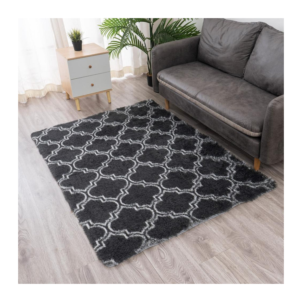 Wohnzimmerteppich Shaggy DECOR Grey Lantern rutschfest und weich in B/T: 150 x 80 cm - Bild 2