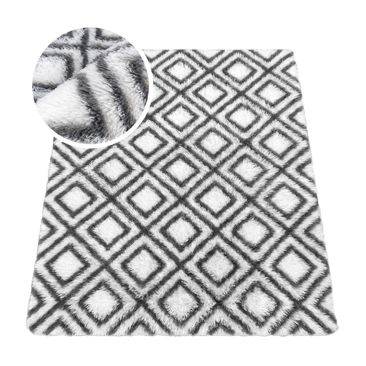 Wohnzimmerteppich Shaggy DECOR White Cube, rutschfest, weich und flauschig, Farbe: White, B x T: 160 x 220 cm - Bild 5