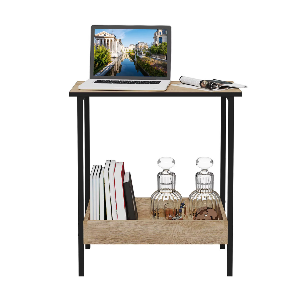 WOLTU Beistelltisch im Industrial Design mit 2 Regalen in Braun - Bild 5