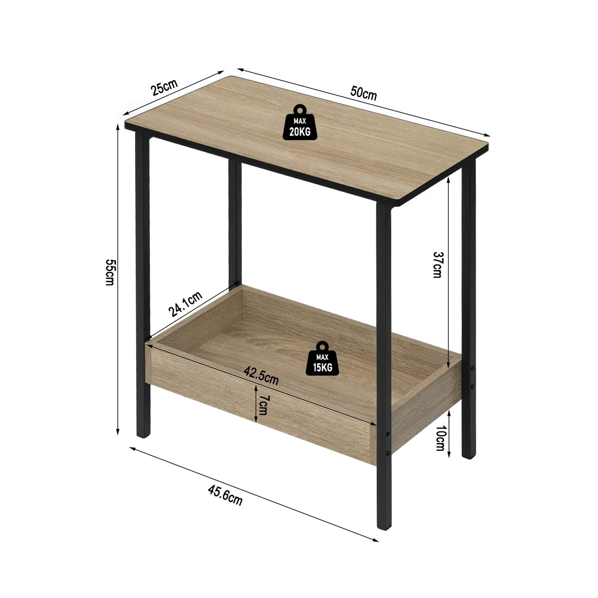 WOLTU Beistelltisch im Industrial Design mit 2 Regalen in Braun - Bild 6