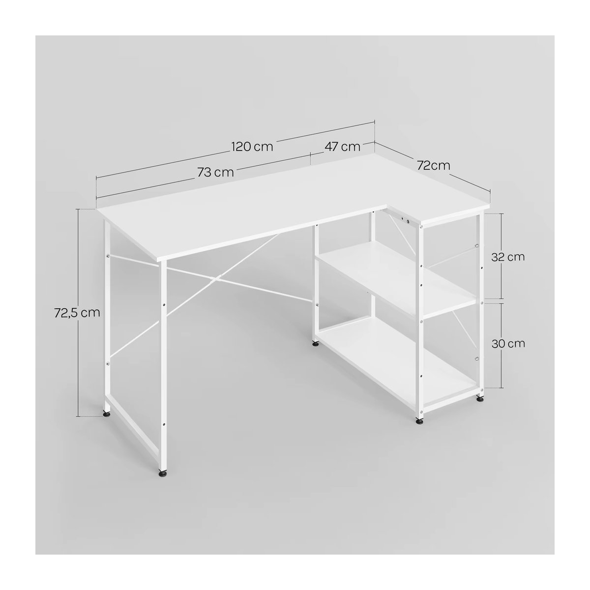 WOLTU L-förmiger Computertisch in modernem Design für Gaming und Arbeit, Schreibtisch aus Metall und Massivholz, erhältlich in Schwarz, Weiß oder Braun - Bild 2