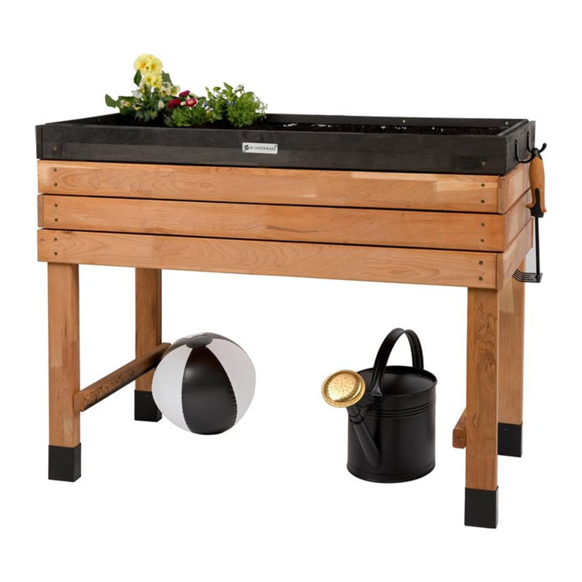 WONDERMAKE Hochbeet aus Kirschbaum Holz in Braun und Schwarz als XL Pflanzkasten Bausatz mit Innenfolie - Bild 1
