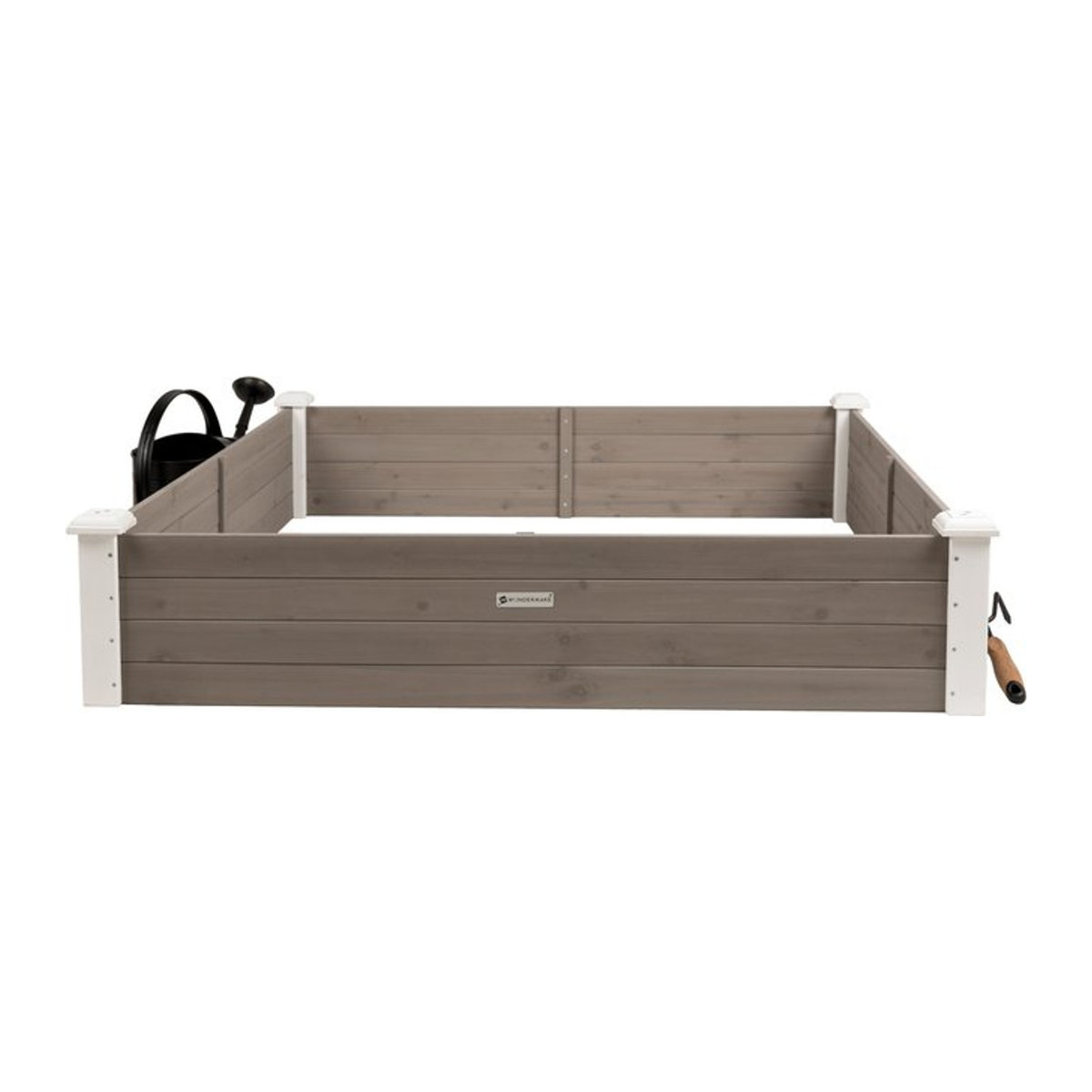 WONDERMAKE Hochbeet-Umrandung aus Holz für Garten und Terrasse, quadratisches Pflanzbeet Bausatz XL in Weiß, Grau und Anthrazit, B/B/H: 120 x 120 x 26,5 cm - Bild 1