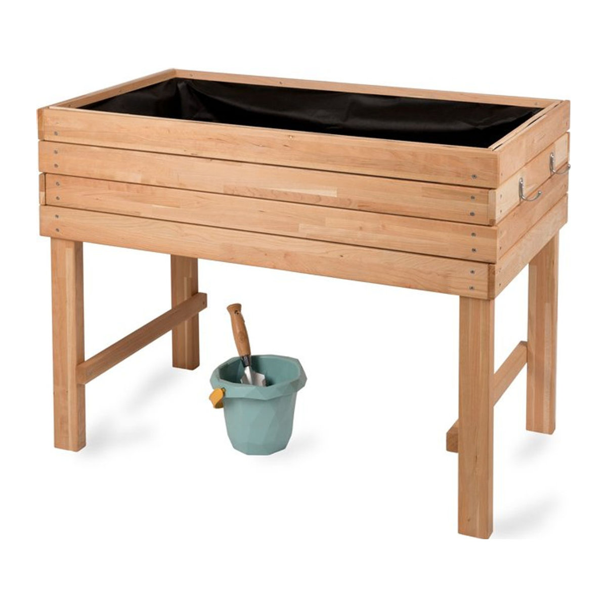 WONDERMAKE Premium Hochbeet aus Kirschbaum Holz in Braun für Garten Balkon und Terrasse, Rechteckiger Pflanzkasten Bausatz XL mit Vlies-Folie - Bild 1