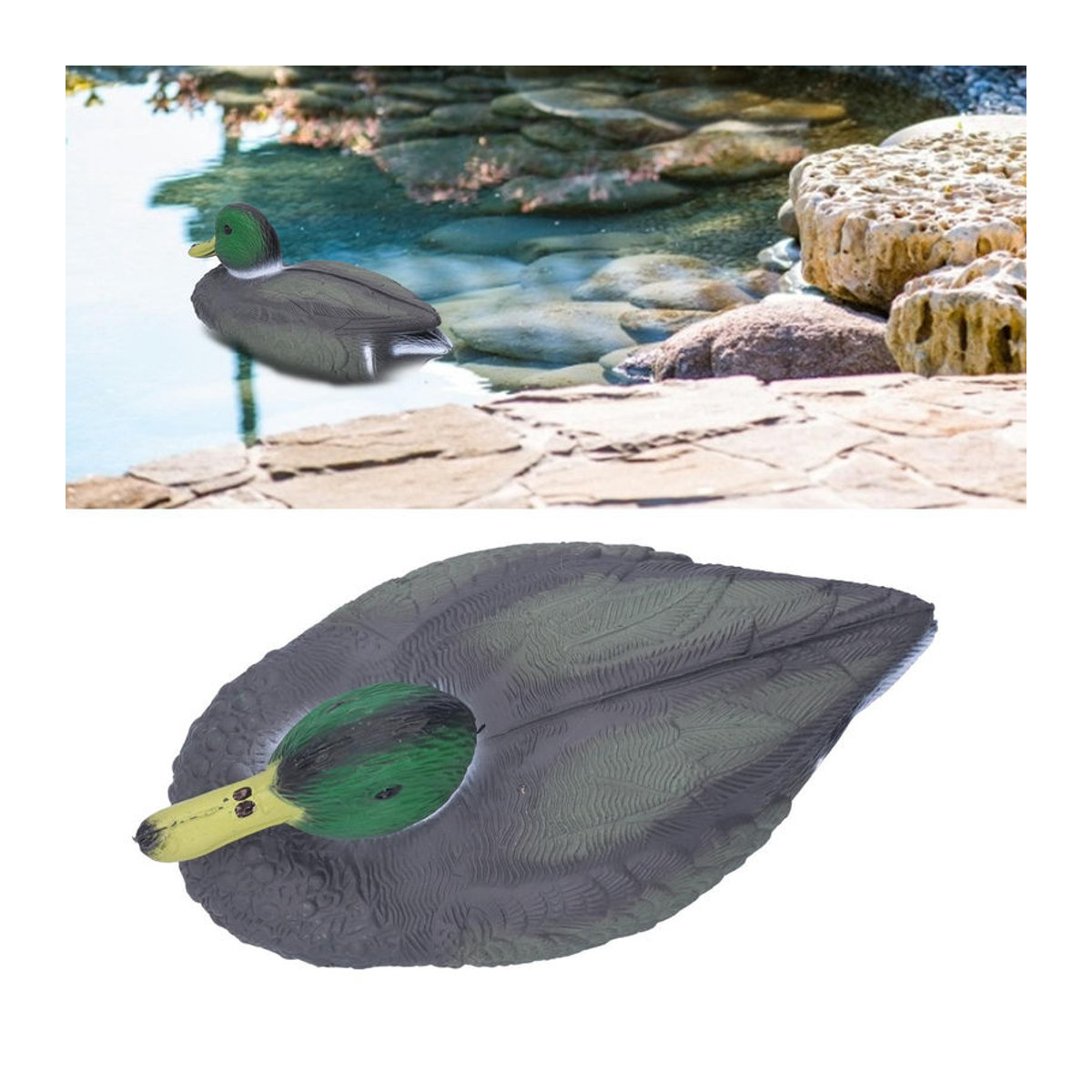 Wosawe Outdoor Sports Schwimmende Simulations-Jagdente in Grün für Garten, Pool und See, Länge: 26 cm, Breite: 11,5 cm - Bild 8