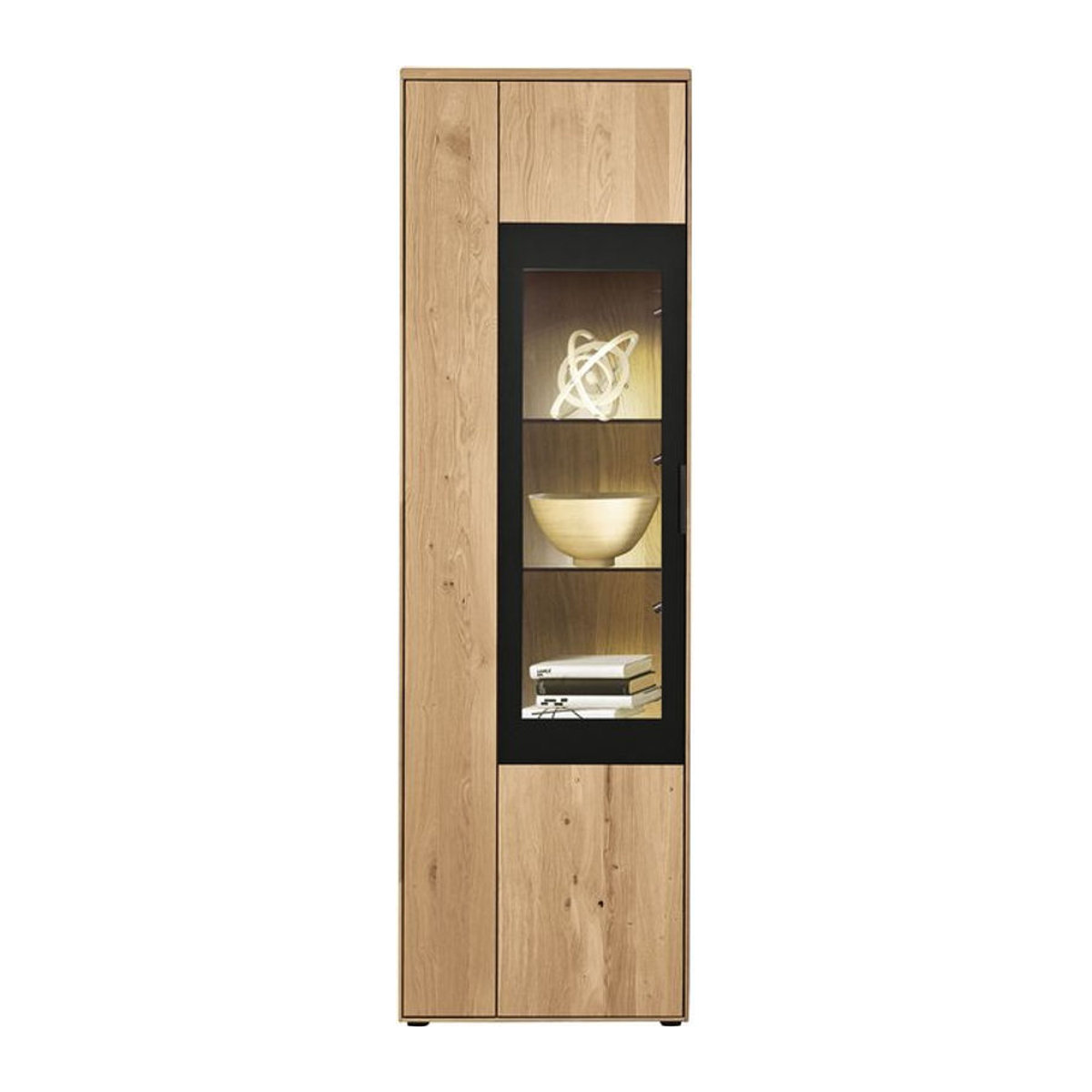 Wöstmann Vitrinenschrank Cortona aus Massivholz in Eiche Natur Braun, Modern - Bild 1