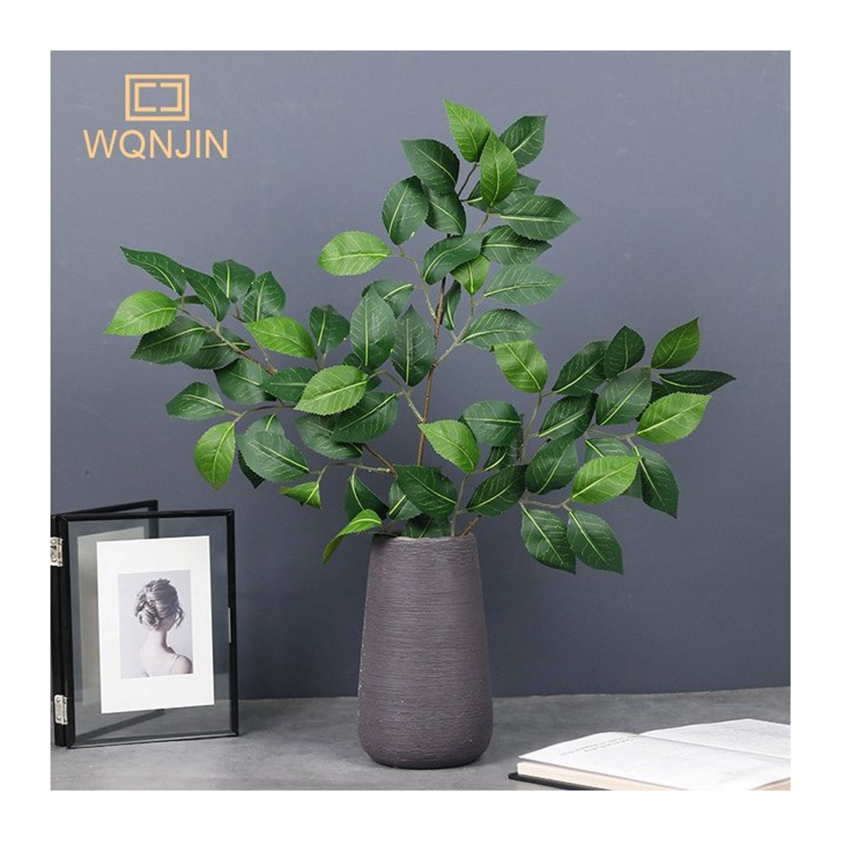 WQNJIN Künstliche Kamelienblätter Grün als realistische Dekoration für Hochzeiten und florale Arrangements - Bild 1