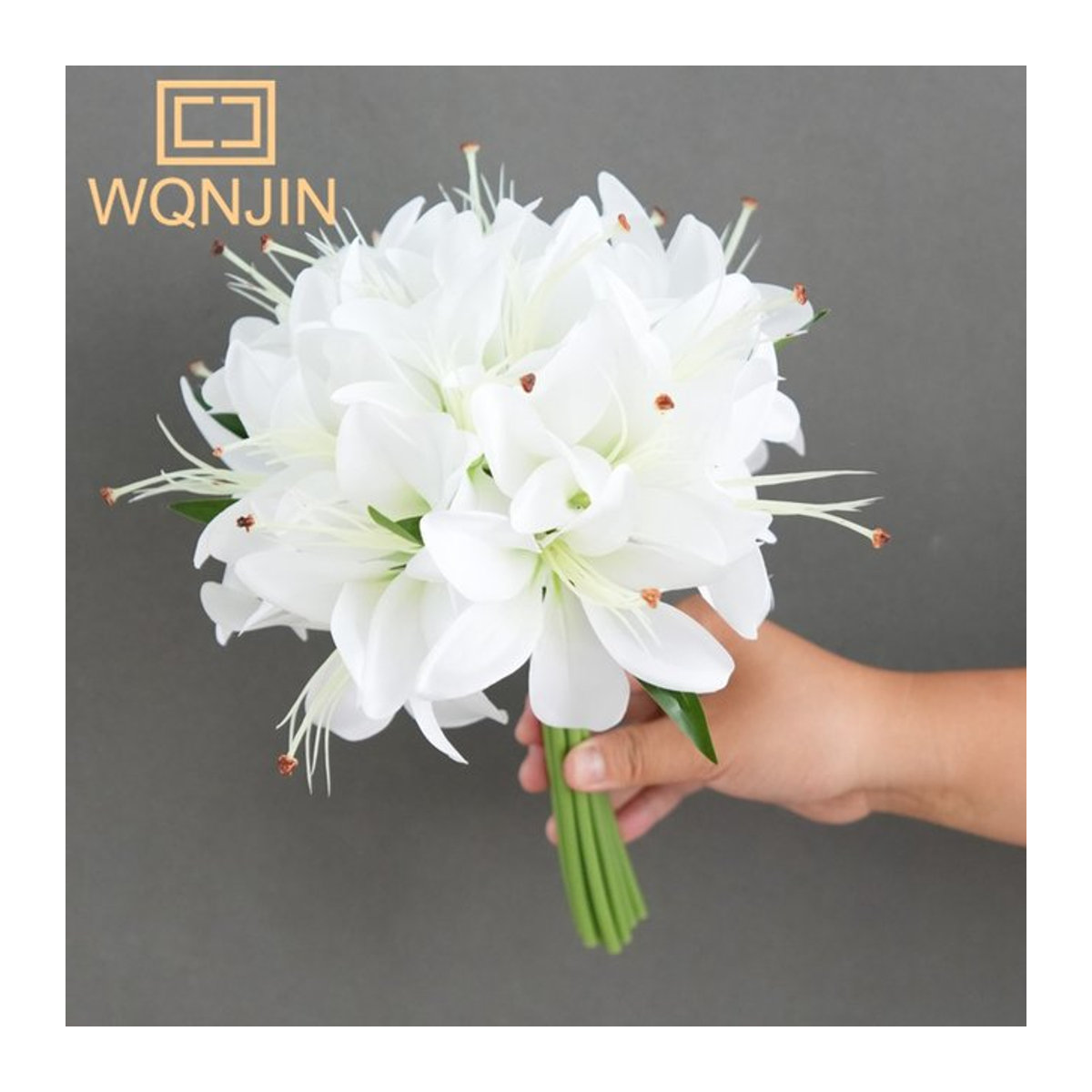 Wqnjin Künstliche Lilien in Weiß mit 20 Blütenköpfen als dekoratives Blumenbouquet für Hochzeiten und als ästhetische Dekoration - Bild 1