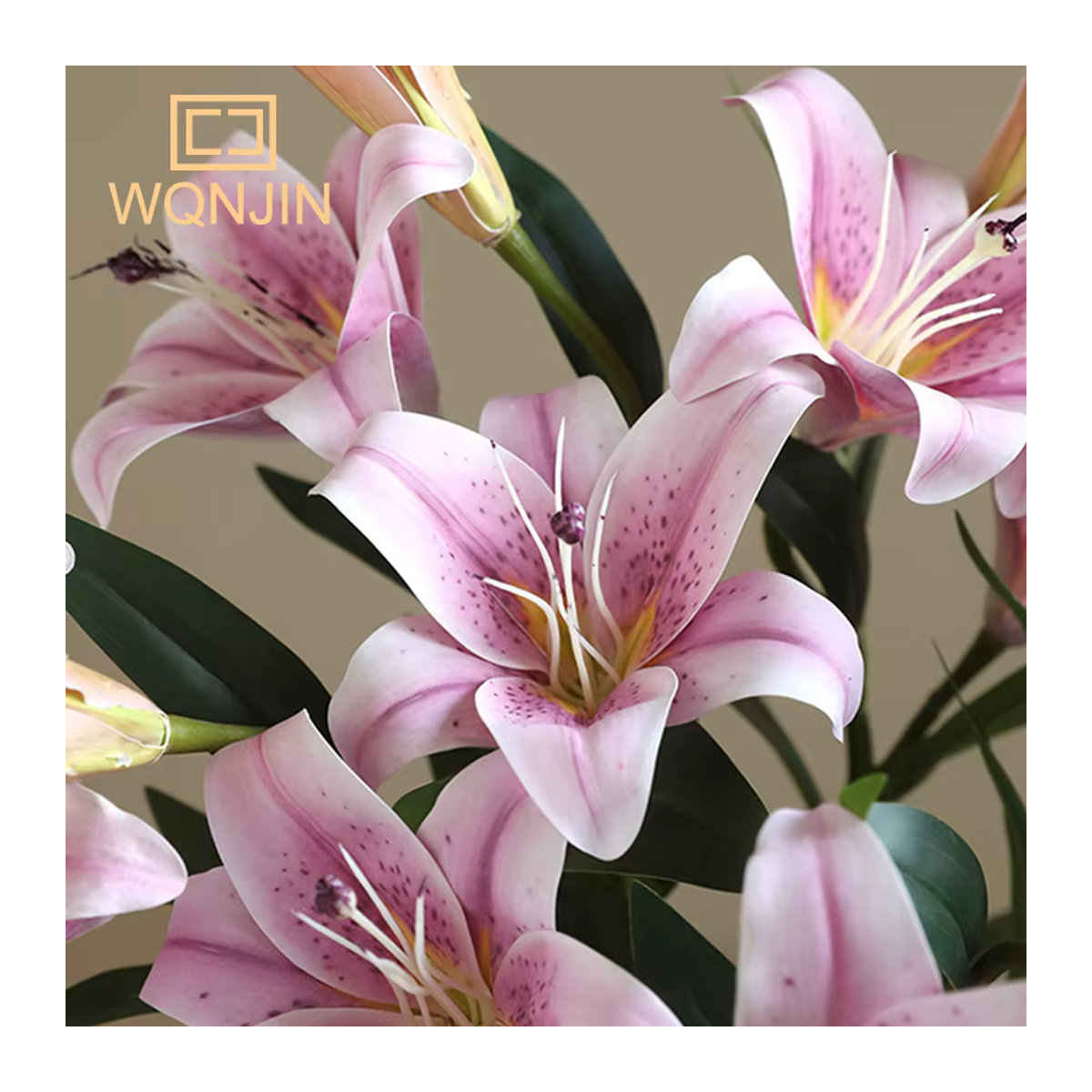 WQNJIN Lilien-Blumenstrauß aus PVC mit 3 Köpfen in Lila und Rosa als künstliche Dekoration für Hochzeiten - Bild 2