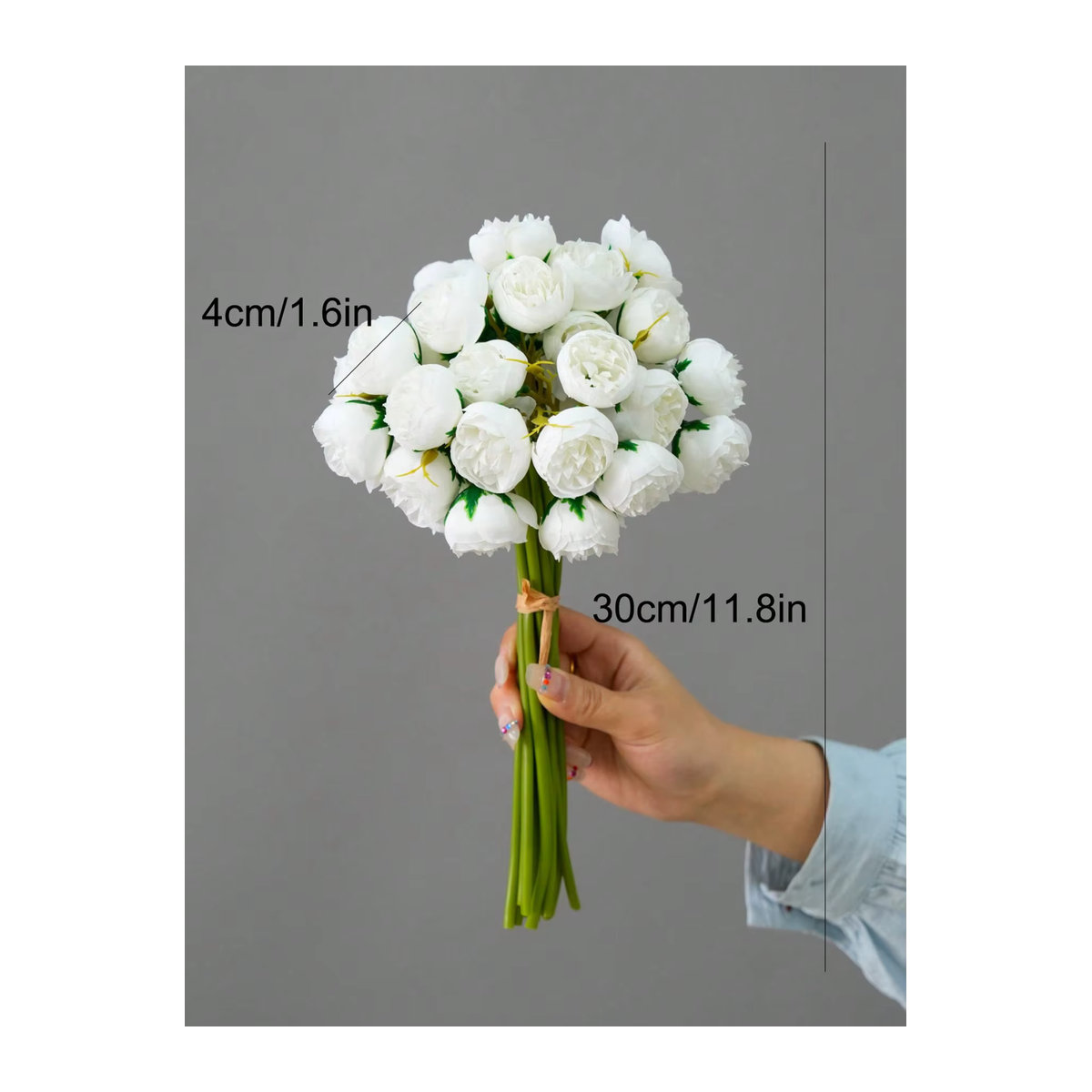 WQNJIN Rosen Kunstblumen Set in Weiß, 12er Pack künstliche Blumensträuße für Dekoration und Fotografie - Bild 2
