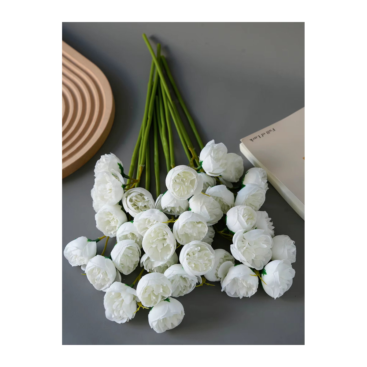 WQNJIN Rosen Kunstblumen Set in Weiß, 12er Pack künstliche Blumensträuße für Dekoration und Fotografie - Bild 3